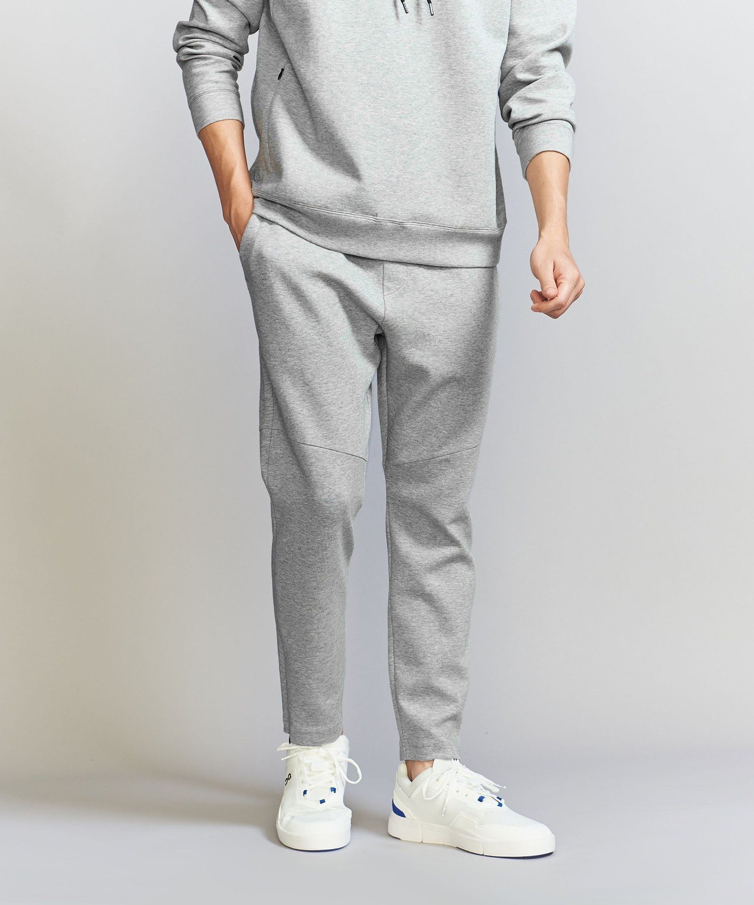 【ビューティ&ユース ユナイテッドアローズ/BEAUTY&YOUTH / UNITED ARROWS / MEN】の【+30%ポイントバック】【WEB限定 WARDROBE SMART】ダブルニット イージーパンツ/セットアップ対応 インテリア・キッズ・メンズ・レディースファッション・服の通販 founy(ファニー) 　ファッション　Fashion　メンズファッション　Fashion for Men　ボトムス　Bottoms　アンクル　Ankle-Length Design　カーディガン　Cardigan, Knitwear　シャーリング　Shirring, Ruched　シンプル　Simple, Minimal　スウェット / スエット　Sweatshirt, Sweatwear　スピンドル　Spindle, Drawcord　スマート　Smart, Elegant　スラックス　Slacks, Dress Pants　スリム　Slim, Slim Fit　セットアップ　Set-Up, Coordinated Outfit　ダブル　Double, Double-Breasted　テーパード　Tapered, Tapered Pants　パーカー　Hoodie, Parka　ファブリック　Fabric, Textile　フラット　Flat, Flat Shoes　ポケット　Pocket, Pocket Detail　リラックス　Relax, Relaxed Fit　MD.GRAY|ID: prp329100004678018 ipo3291000000033796550