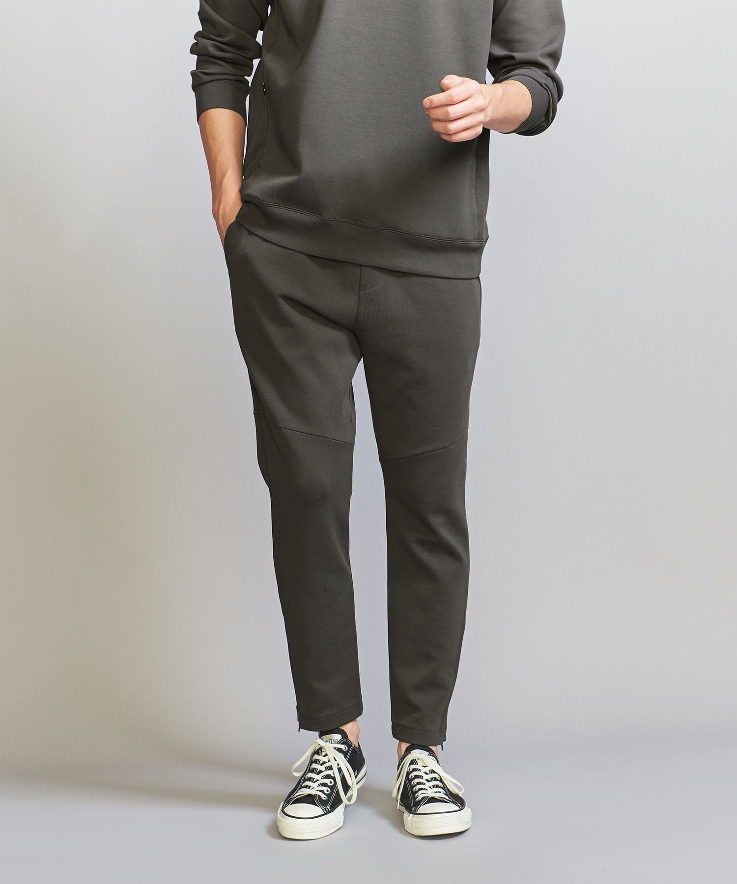 【ビューティ&ユース ユナイテッドアローズ/BEAUTY&YOUTH / UNITED ARROWS / MEN】の【+30%ポイントバック】【WEB限定 WARDROBE SMART】ダブルニット イージーパンツ/セットアップ対応 インテリア・キッズ・メンズ・レディースファッション・服の通販 founy(ファニー) 　ファッション　Fashion　メンズファッション　Fashion for Men　ボトムス　Bottoms　アンクル　Ankle-Length Design　カーディガン　Cardigan, Knitwear　シャーリング　Shirring, Ruched　シンプル　Simple, Minimal　スウェット / スエット　Sweatshirt, Sweatwear　スピンドル　Spindle, Drawcord　スマート　Smart, Elegant　スラックス　Slacks, Dress Pants　スリム　Slim, Slim Fit　セットアップ　Set-Up, Coordinated Outfit　ダブル　Double, Double-Breasted　テーパード　Tapered, Tapered Pants　パーカー　Hoodie, Parka　ファブリック　Fabric, Textile　フラット　Flat, Flat Shoes　ポケット　Pocket, Pocket Detail　リラックス　Relax, Relaxed Fit　DK.GRAY|ID: prp329100004678018 ipo3291000000033796551