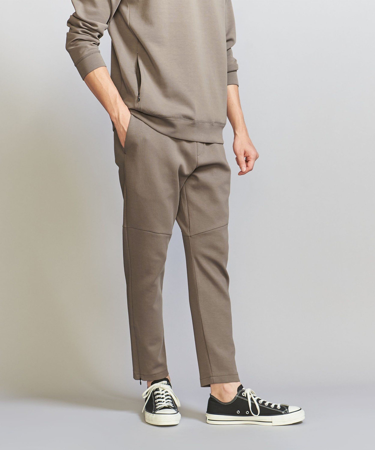 【ビューティ&ユース ユナイテッドアローズ/BEAUTY&YOUTH / UNITED ARROWS / MEN】の【+30%ポイントバック】【WEB限定 WARDROBE SMART】ダブルニット イージーパンツ/セットアップ対応 インテリア・キッズ・メンズ・レディースファッション・服の通販 founy(ファニー) 　ファッション　Fashion　メンズファッション　Fashion for Men　ボトムス　Bottoms　アンクル　Ankle-Length Design　カーディガン　Cardigan, Knitwear　シャーリング　Shirring, Ruched　シンプル　Simple, Minimal　スウェット / スエット　Sweatshirt, Sweatwear　スピンドル　Spindle, Drawcord　スマート　Smart, Elegant　スラックス　Slacks, Dress Pants　スリム　Slim, Slim Fit　セットアップ　Set-Up, Coordinated Outfit　ダブル　Double, Double-Breasted　テーパード　Tapered, Tapered Pants　パーカー　Hoodie, Parka　ファブリック　Fabric, Textile　フラット　Flat, Flat Shoes　ポケット　Pocket, Pocket Detail　リラックス　Relax, Relaxed Fit　OLIVE|ID: prp329100004678018 ipo3291000000033796553