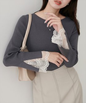 【ナチュラルクチュール/natural couture】の前後2WAY袖口レースリブニット 人気、トレンドファッション・服の通販 founy(ファニー) ファッション Fashion レディースファッション Fashion for Women トップス・カットソー Cut & Sew Tops ニット Knit Tops & Sweaters シンプル Simple, Minimal デニム Denim, Jeans Material 人気 Popular, Best Seller リブニット Rib Knit, Ribbed Knit レース Lace, Lace Fabric 冬 Winter / This Winter おすすめ Recommended / Our Picks ビジネス 仕事 通勤 Business / Work / Commuting 2025年 2025 2025-2026秋冬・A/W Autumn/Winter 2025–26 AW25–26 |ID:prp329100004678065