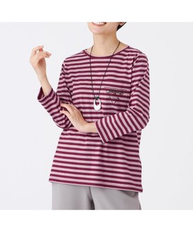 【エヴェックス バイ クリツィア/EVEX by KRIZIA】の【接触冷感】【マシンウォッシャブル】エンブロイダリーボーダーカットソー 人気、トレンドファッション・服の通販 founy(ファニー) ファッション Fashion レディースファッション Fashion for Women トップス・カットソー Cut & Sew Tops カットソー・ベーシックTシャツ Cut-and-Sewn Tops / Stretch Tees & Basics カットソー Cut and Sewn Top チェリー Cherry, Cherry Pattern ボーダー Border, Stripe ポケット Pocket, Pocket Detail モチーフ Motif, Design Theme A/W・秋冬 Autumn/Winter 長袖 Long Sleeve, Full Sleeve |ID:prp329100004678083