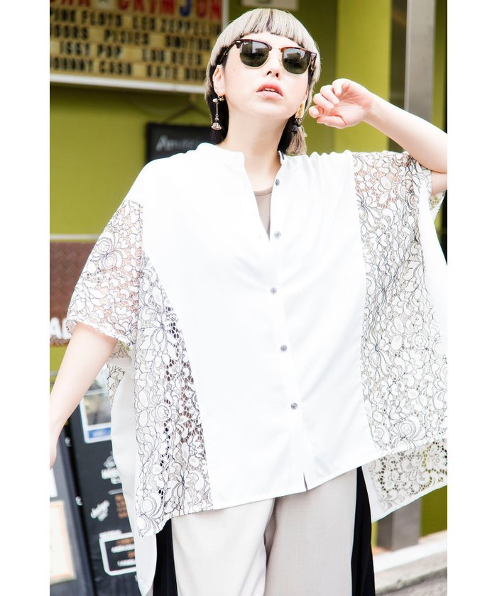 【オズモーシス/OSMOSIS】の切替ワイドブラウス インテリア・キッズ・メンズ・レディースファッション・服の通販 founy(ファニー) https://founy.com/ ファッション Fashion レディースファッション Fashion for Women トップス・カットソー Cut & Sew Tops シャツ・ブラウス・オフィスカジュアル Elegant Blouses & Button-Ups ルーズ Loose, Oversized レース Lace, Lace Fabric ロマンティック Romantic, Feminine Style ワイド Wide, Wide Fit 切替 Switching, Contrast Panel 夏 Summer S/S・春夏 SS, Spring/Summer, Warm Season |ID: prp329100004678194 ipo3291000000033797499