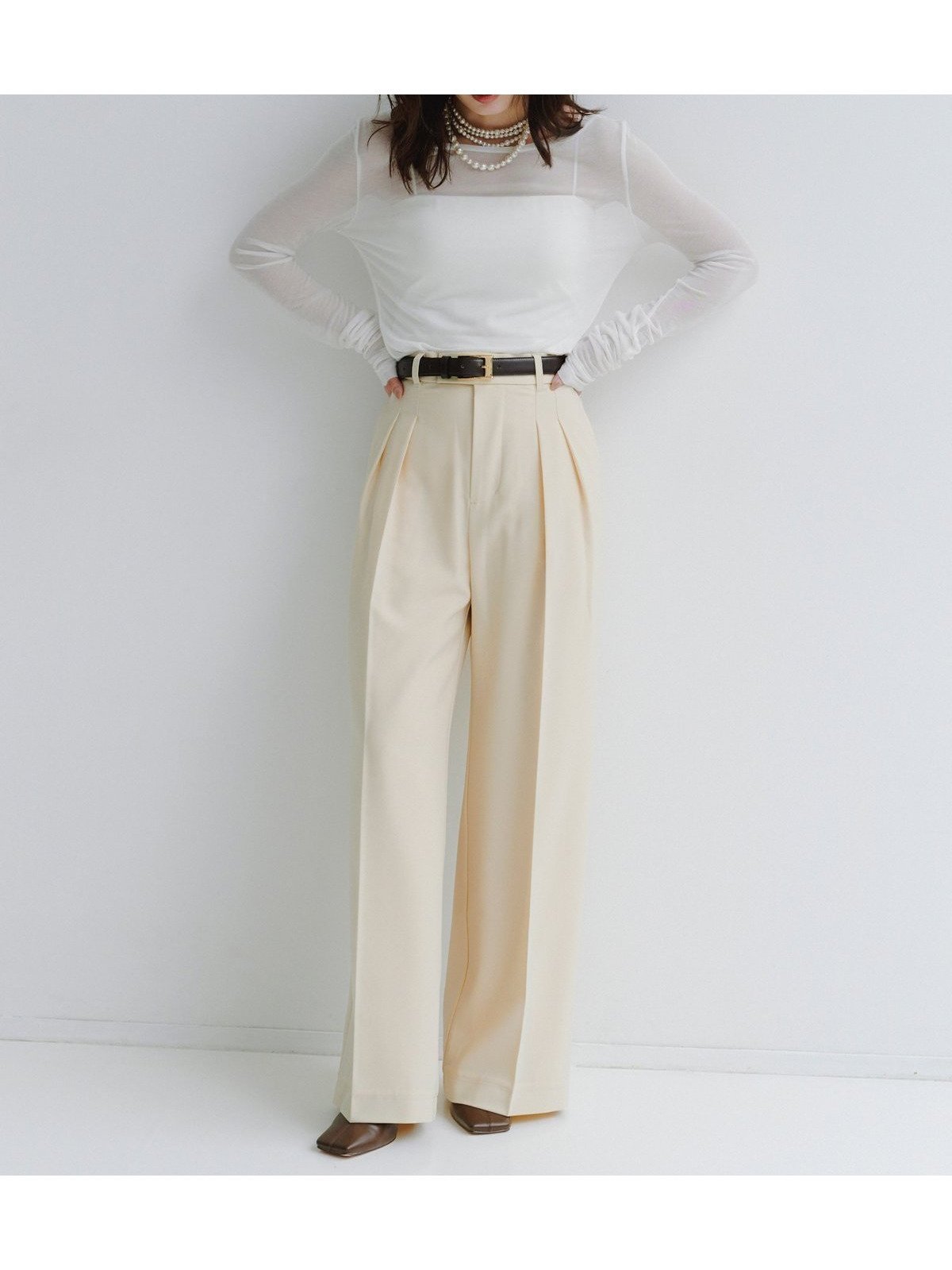【アニュアンス/anuans】のミッドウェイトツータックワイドパンツ インテリア・キッズ・メンズ・レディースファッション・服の通販 founy(ファニー) ファッション Fashion レディースファッション Fashion for Women パンツ Pants & Trousers スーツ Suit, Formalwear パイピング Piping, Trim Design フロント Front, Front Design 定番 Standard, Basic Item YELLOW BEIGE|ID: prp329100004678204 ipo3291000000034465635