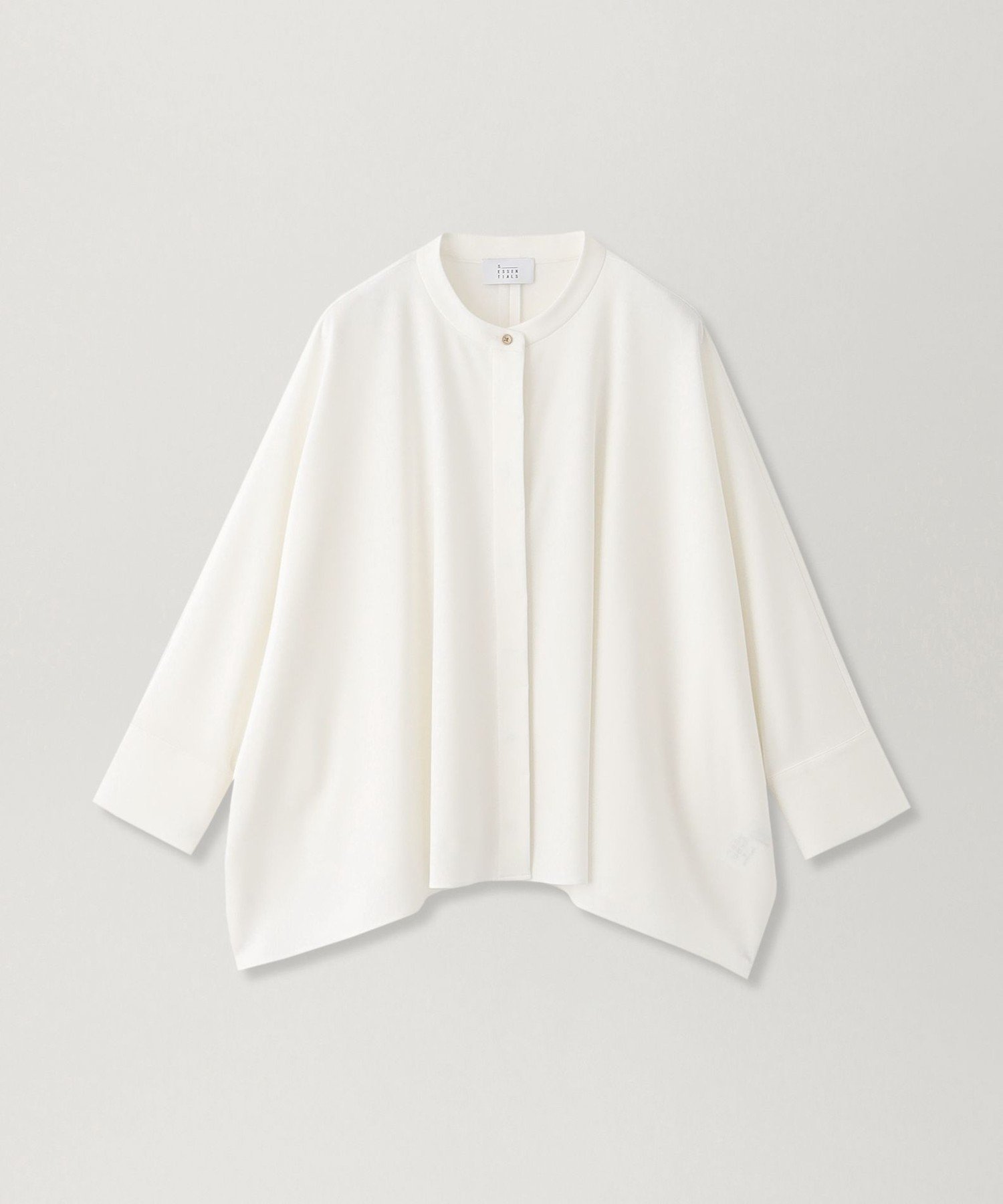 【エス エッセンシャルズ/S.ESSENTIALS】のイレギュラーヘムブラウス インテリア・キッズ・メンズ・レディースファッション・服の通販 founy(ファニー) 　ファッション　Fashion　レディースファッション　Fashion for Women　トップス・カットソー　Cut & Sew Tops　シャツ・ブラウス・オフィスカジュアル　Elegant Blouses & Button-Ups　インナー　Innerwear　ドレープ　Drape, Draping Fabric　フロント　Front, Front Design　ポンチョ　Poncho, Cape Style　ホワイト|ID: prp329100004678214 ipo3291000000033797605