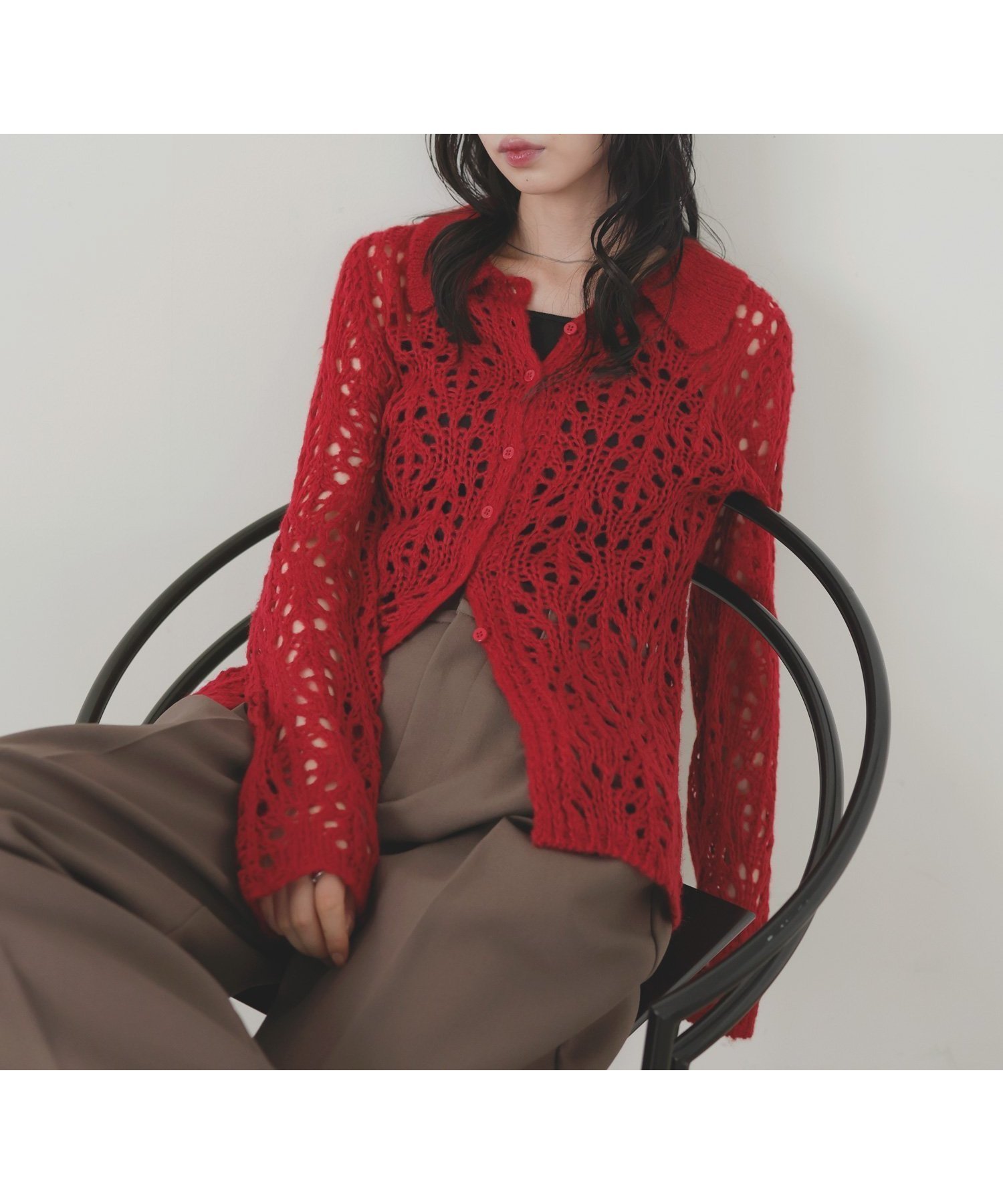 【リアン/Lian】のクロシェポロニットカーディガン 人気、トレンドファッション・服の通販 founy(ファニー) 　ファッション　Fashion　レディースファッション　Fashion for Women　トップス・カットソー　Cut & Sew Tops　ニット　Knit Tops & Sweaters　カーディガン・羽織り　Layered Style Cardigans　メッシュ　Mesh, Net Fabric　モチーフ　Motif, Design Theme　 other-1|ID: prp329100004678237 ipo3291000000033797731