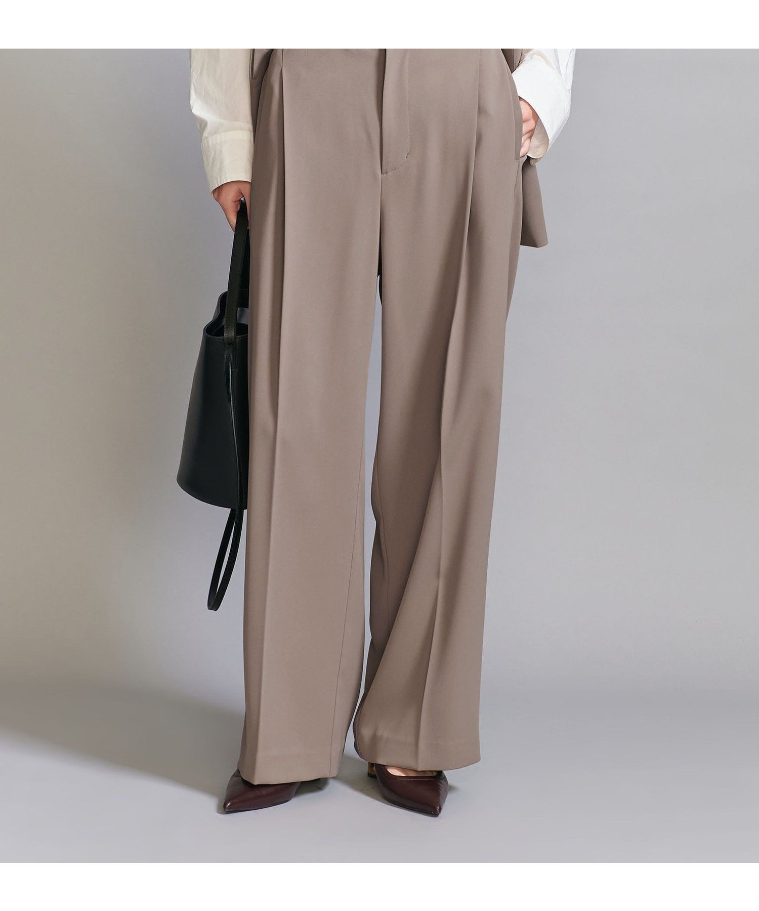 【ビューティ&ユース ユナイテッドアローズ/BEAUTY&YOUTH / UNITED ARROWS】の【WEB限定 Wardrobe DAILY MINIMAL】ダブルクロス タックワイドストレートパンツ -ウォッシャブル- インテリア・キッズ・メンズ・レディースファッション・服の通販 founy(ファニー) 　ファッション　Fashion　レディースファッション　Fashion for Women　パンツ　Pants & Trousers　ウォッシャブル　Machine Washable　オケージョン　Occasion Wear　シンプル　Simple, Minimal　ジャケット　Jacket, Outerwear　スウェット / スエット　Sweatshirt, Sweatwear　ストレート　Straight, Straight Cut　セットアップ　Set-Up, Coordinated Outfit　とろみ　Fluid, Flowy Fabric　ダブル　Double, Double-Breasted　フロント　Front, Front Design　ベスト　Vest, Waistcoat　ボトム　Bottoms, Lower Wear　ワイド　Wide, Wide Fit　おすすめ　Recommended / Our Picks　エレガント 上品　Elegant　ビジネス 仕事 通勤　Business / Work / Commuting　MOCA|ID: prp329100004678258 ipo3291000000034507167