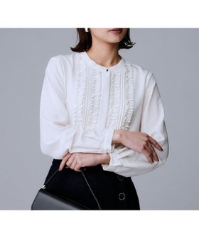 【アンタイトル/UNTITLED】の【UVケア/吸水速乾/通勤】フリルサテンブラウス 人気、トレンドファッション・服の通販 founy(ファニー) ファッション Fashion レディースファッション Fashion for Women トップス・カットソー Cut & Sew Tops シャツ・ブラウス・オフィスカジュアル Elegant Blouses & Button-Ups インナー Innerwear カーディガン Cardigan, Knitwear サテン Satin, Glossy Fabric ジャケット Jacket, Outerwear フリル Frill, Ruffle フロント Front, Front Design メタル Metal, Metal Parts エレガント 上品 Elegant 吸水 Absorbent, Quick-Dry ビジネス 仕事 通勤 Business / Work / Commuting |ID:prp329100004678325