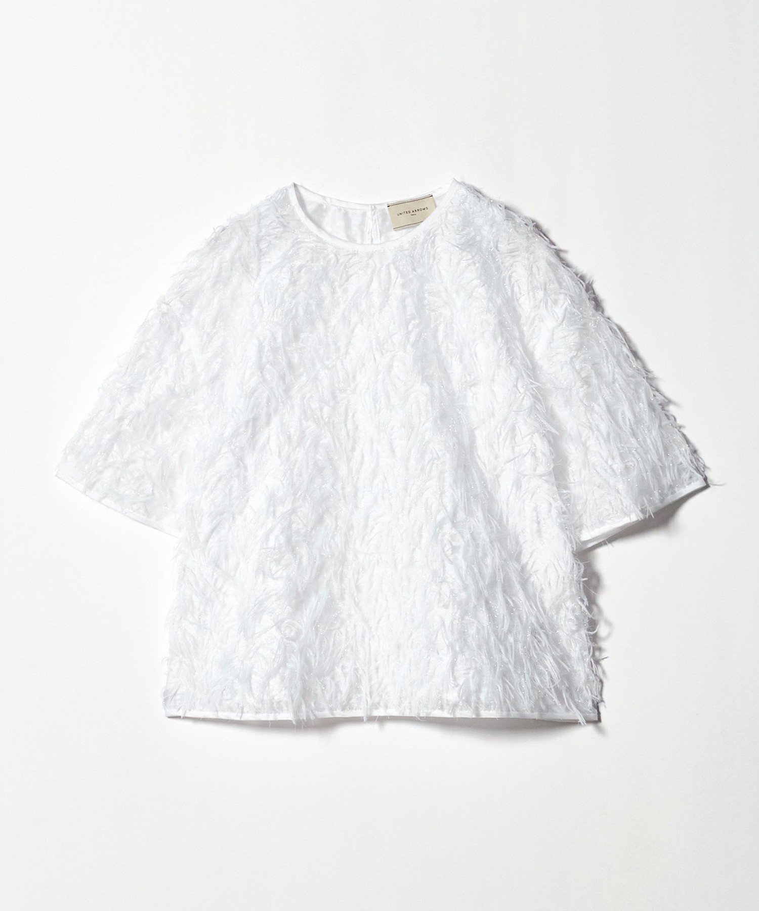 【ユナイテッドアローズ/UNITED ARROWS】のヘアリー ラメ カットジャガード ブラウス インテリア・キッズ・メンズ・レディースファッション・服の通販 founy(ファニー) 　ファッション　Fashion　レディースファッション　Fashion for Women　トップス・カットソー　Cut & Sew Tops　シャツ・ブラウス・オフィスカジュアル　Elegant Blouses & Button-Ups　おすすめ　Recommended / Our Picks　インナー　Innerwear　カットジャガード　Cut Jacquard　シアー　Sheer, See-Through　シンプル　Simple, Minimal　ジャケット　Jacket, Outerwear　スラックス　Slacks, Dress Pants　セットアップ　Set-Up, Coordinated Outfit　タイトスカート　Pencil Skirt, Tight Skirt　デニム　Denim, Jeans Material　エレガント 上品　Elegant　WHITE|ID: prp329100004678422 ipo3291000000033798721