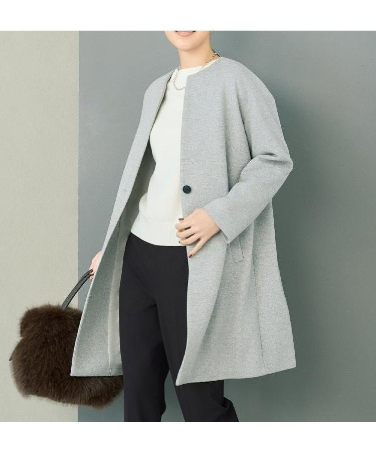 【アンタイトル/UNTITLED】の【ゆったり/軽やか】カシミヤ混ノーカラーコート 人気、トレンドファッション・服の通販 founy(ファニー) ファッション Fashion レディースファッション Fashion for Women アウター Coat / Outerwear Collection コート・ロングコート・ピーコート Long Coats, Peacoats & More おすすめ Recommended / Our Picks ショルダー Shoulder, Shoulder Strap スマート Smart, Elegant ドロップ Drop Shoulder, Dropped Style フロント Front, Front Design ボトム Bottoms, Lower Wear ミドル Middle Length, Mid Height other-1|ID: prp329100004678423 ipo3291000000035008807