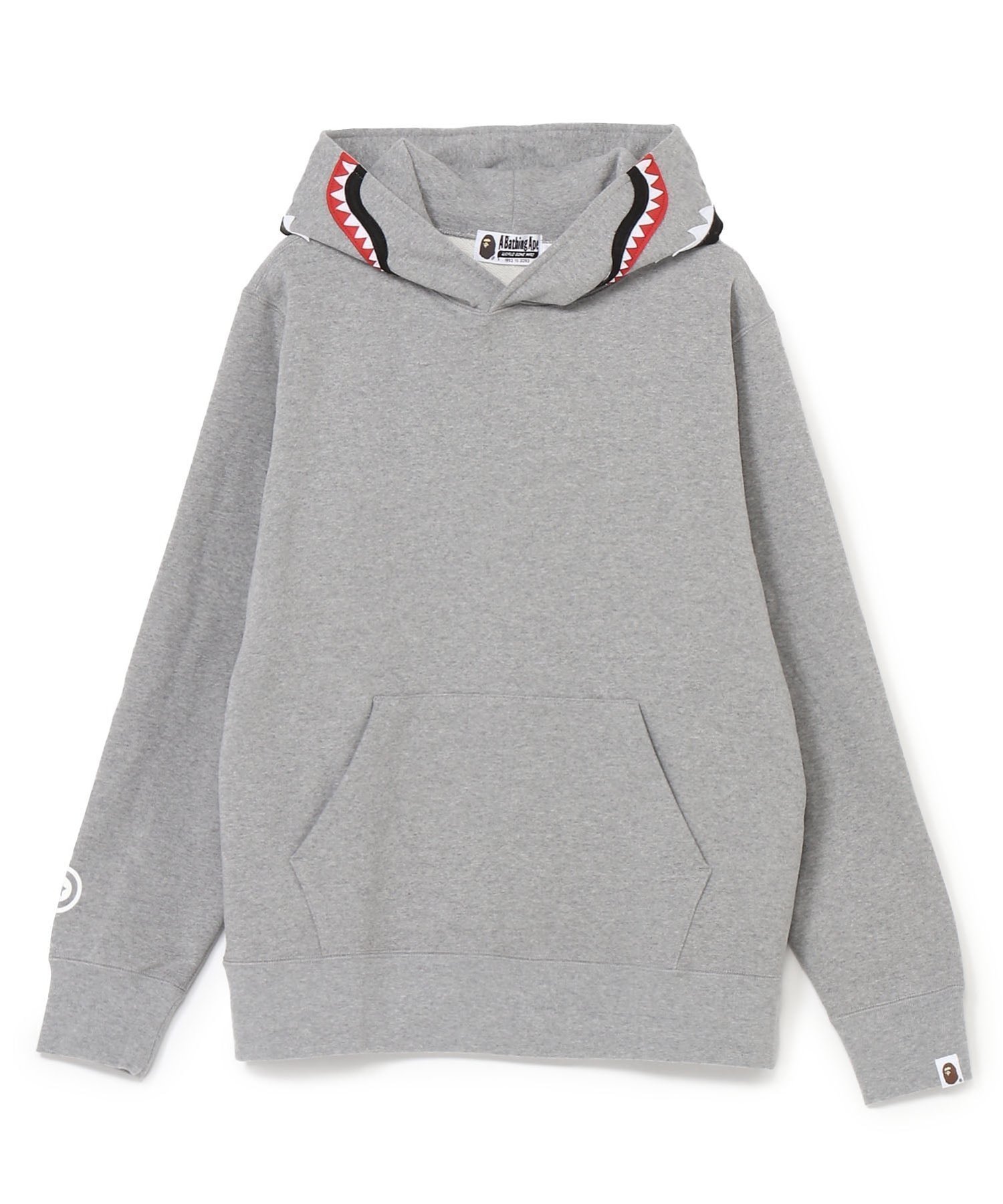 【アベイシングエイプ/A BATHING APE / MEN】のSHARK PULLOVER HOODIE M インテリア・キッズ・メンズ・レディースファッション・服の通販 founy(ファニー) 　ファッション　Fashion　メンズファッション　Fashion for Men　シンプル　Simple, Minimal　スマート　Smart, Elegant　ポケット　Pocket, Pocket Detail　モチーフ　Motif, Design Theme　財布　Wallet, Purse　GRAY|ID: prp329100004678444 ipo3291000000033798815