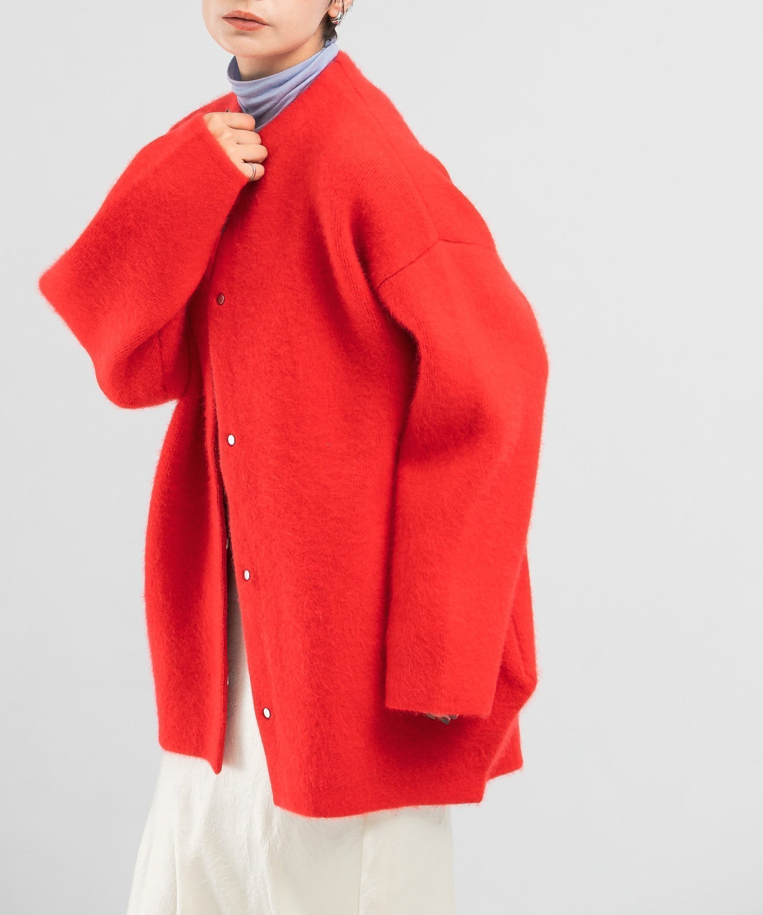 【アーバンリサーチ ロッソ/URBAN RESEARCH ROSSO】のELENDEEK CN RACCOON MIX WCD インテリア・キッズ・メンズ・レディースファッション・服の通販 founy(ファニー) 　ファッション　Fashion　レディースファッション　Fashion for Women　トップス・カットソー　Cut & Sew Tops　2024年　2024　2024-2025秋冬・A/W　Autumn/Winter 2024–25 AW24–25　冬　Winter / This Winter　ダブル　Double, Double-Breasted　フェイス　Face, Facial Design　エレガント 上品　Elegant　A/W・秋冬　Autumn/Winter　RED|ID: prp329100004678532 ipo3291000000033799250