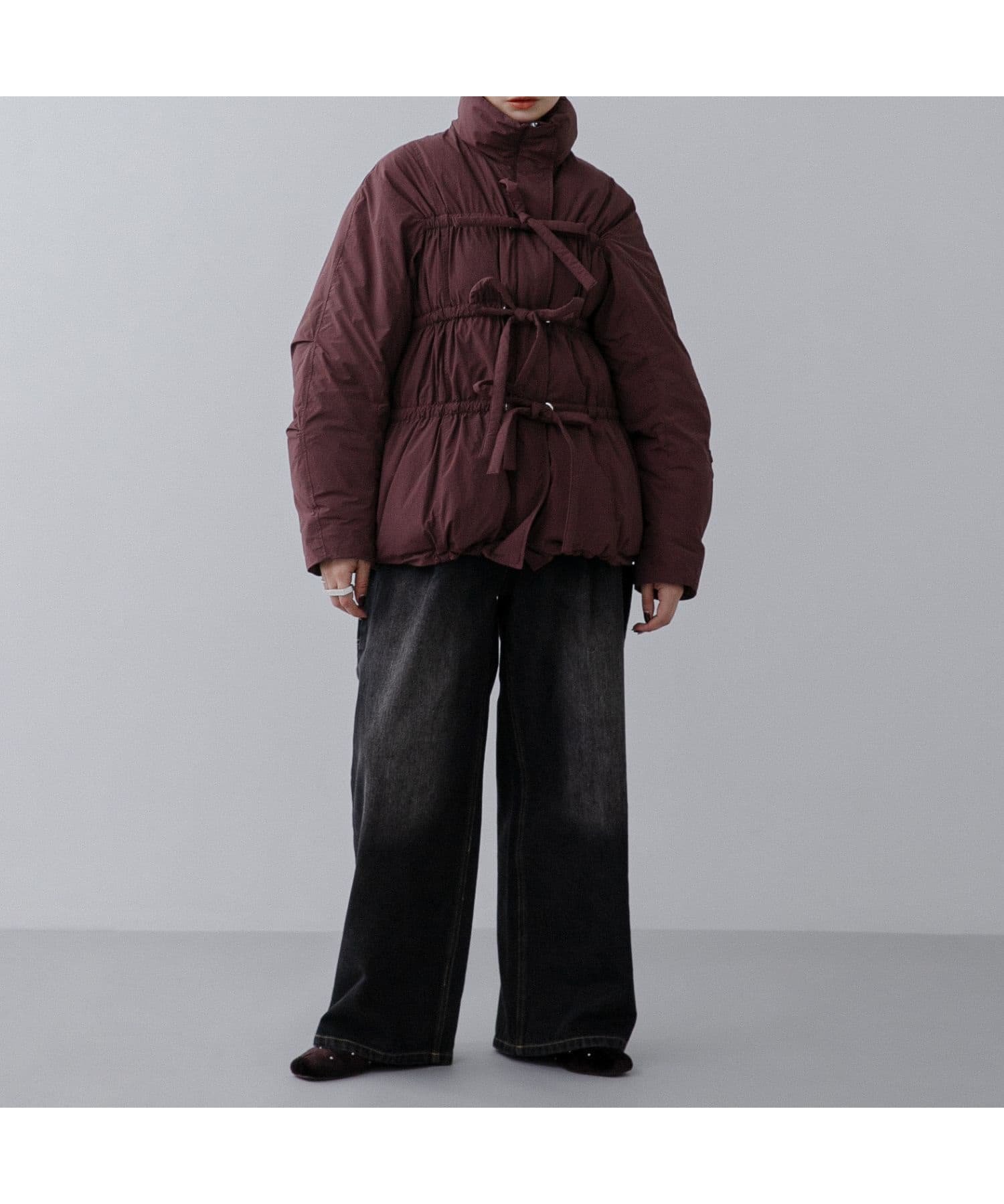 【ケービーエフ/KBF / URBAN RESEARCH】のフロントリボン中綿ジャケット インテリア・キッズ・メンズ・レディースファッション・服の通販 founy(ファニー) 　ファッション　Fashion　レディースファッション　Fashion for Women　アウター　Coat / Outerwear Collection　レディースジャケット・軽アウター　Jackets　2024年　2024　2024-2025秋冬・A/W　Autumn/Winter 2024–25 AW24–25　冬　Winter / This Winter　シェイプ　Shape, Slim Fit　ジャケット　Jacket, Outerwear　スタンド　Stand Collar, Upright Stand　トレンド　Trend, Trending Now　フロント　Front, Front Design　ボトム　Bottoms, Lower Wear　リボン　Ribbon, Bow　A/W・秋冬　Autumn/Winter　BORDEAUX|ID: prp329100004678666 ipo3291000000033799783