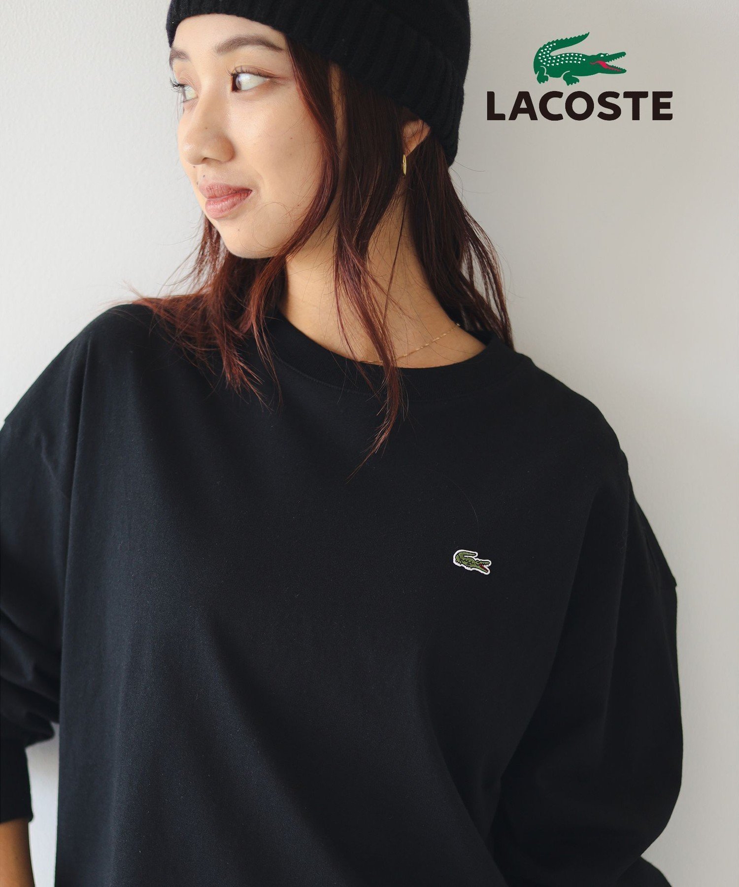 【ビーミングライフストアバイビームス/B:MING LIFE STORE by BEAMS】の【別注】LACOSTE / ロングスリーブ クルーネック Tシャツ 25AW 秋冬 ロングシーズン ロンT 着回し カジュアル インテリア・キッズ・メンズ・レディースファッション・服の通販 founy(ファニー) 　ファッション　Fashion　レディースファッション　Fashion for Women　トップス・カットソー　Cut & Sew Tops　シャツ・ブラウス・オフィスカジュアル　Elegant Blouses & Button-Ups　ロングTシャツ・Tシャツ　Longline T-Shirts & Tees　インナー　Innerwear　秋　Autumn　カーディガン　Cardigan, Knitwear　シンプル　Simple, Minimal　ジャケット　Jacket, Outerwear　スウェット / スエット　Sweatshirt, Sweatwear　スポーツ　Sports, Activewear　スリーブ　Sleeve, Long Sleeve / Short Sleeve　チェック　Check, Plaid, Tartan　デニム　Denim, Jeans Material　定番　Standard, Basic Item　ネップ　Nepp, Slub Yarn　人気　Popular, Best Seller　ハイネック　High Neck, Mock Neck　バランス　Balance, Style Balance　ビッグ　Big, Oversized　フィット　Fit, Slim Fit　フェイク　Faux, Fake　フォルム　Silhouette, Form　フランス　France, French　プリーツ　Pleats, Pleated　ベスト　Vest, Waistcoat　ポケット　Pocket, Pocket Detail　ポロシャツ　Polo Shirt, Collared Tee　別注　Limited Edition, Custom Order　BLACK|ID: prp329100004678710 ipo3291000000034111371