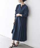 【シップス フォー ウィメン/SHIPS】のSHIPS any 洗濯機可能 ピーチスキン サイド プリーツ バンドカラー シャツ ワンピース ネイビー|ID: prp329100004678799 ipo3291000000034786941