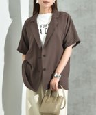 【インタープラネット/INTERPLANET】のパウダーデシン半袖テーラージャケット 人気、トレンドファッション・服の通販 founy(ファニー) ファッション Fashion レディースファッション Fashion for Women アウター Coat / Outerwear Collection レディースジャケット・軽アウター Jackets インナー Innerwear ジャケット Jacket, Outerwear パウダー Powder, Soft Tone ベーシック Basic, Essential 半袖 Short Sleeve, Half Sleeve 夏 Summer 定番 Standard, Basic Item 羽織 Haori, Light Jacket thumbnail ブラウン|ID: prp329100004678890 ipo3291000000033849984