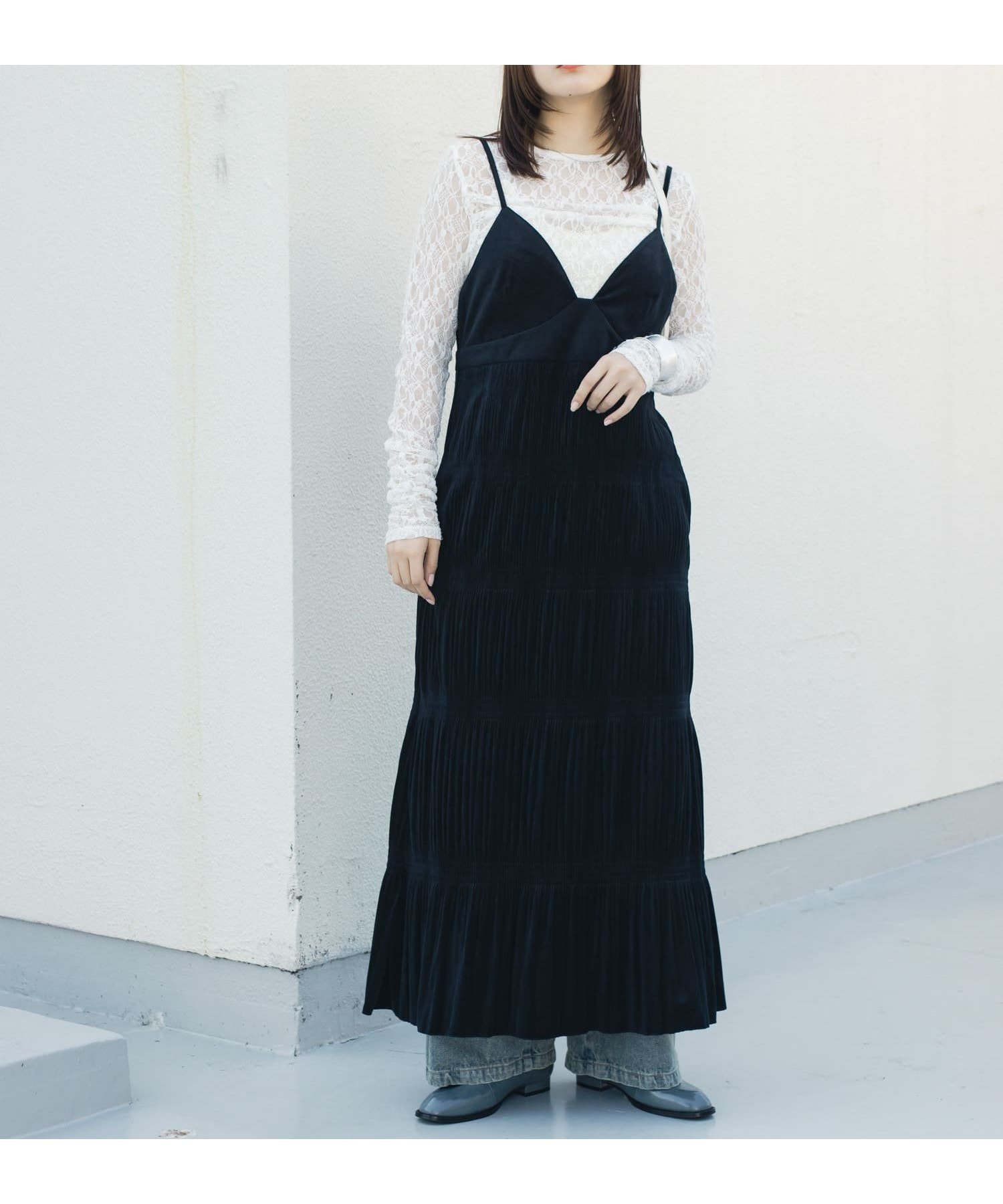 【ケービーエフ/KBF / URBAN RESEARCH】のマジョリカプリーツキャミワンピース インテリア・キッズ・メンズ・レディースファッション・服の通販 founy(ファニー) 　ファッション　Fashion　レディースファッション　Fashion for Women　ワンピース　Dresses　キャミソールワンピース　Camisole Dresses　2024年　2024　2024-2025秋冬・A/W　Autumn/Winter 2024–25 AW24–25　冬　Winter / This Winter　おすすめ　Recommended / Our Picks　インナー　Innerwear　コンパクト　Compact, Small Size　ショート　Short, Short Length　ジャケット　Jacket, Outerwear　タートル　Turtleneck, Turtle Collar　プリーツ　Pleats, Pleated　ベロア　Velour, Soft Velvet　A/W・秋冬　Autumn/Winter　BLACK|ID: prp329100004678893 ipo3291000000033801185