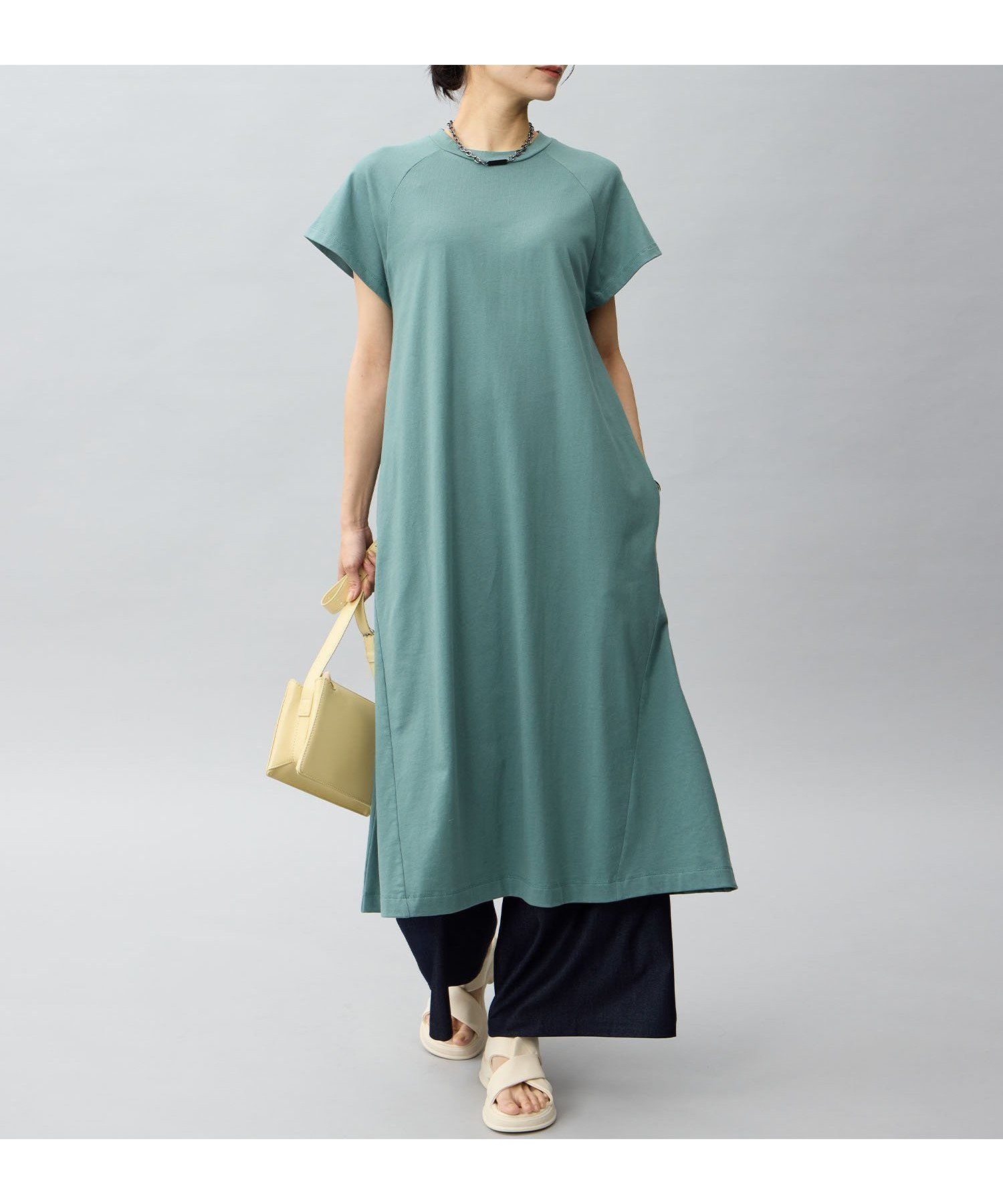 【その他のブランド/Other】のラグランスリーブワンピース インテリア・キッズ・メンズ・レディースファッション・服の通販 founy(ファニー) 　ファッション　Fashion　レディースファッション　Fashion for Women　ワンピース　Dresses　カーディガン　Cardigan, Knitwear　ジャケット　Jacket, Outerwear　スリーブ　Sleeve, Long Sleeve / Short Sleeve　グリーン|ID: prp329100004678904 ipo3291000000033801231