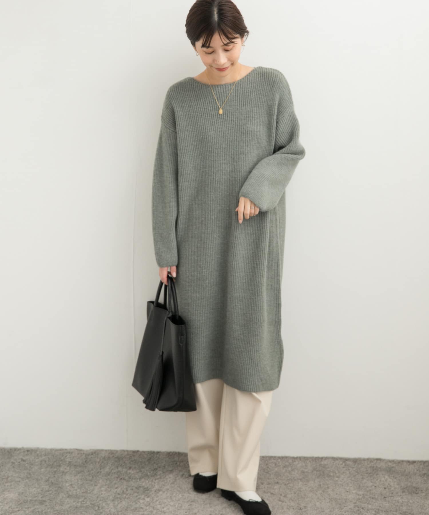 【アーバンリサーチ ドアーズ/URBAN RESEARCH DOORS】の畦ミディ丈ニットワンピース インテリア・キッズ・メンズ・レディースファッション・服の通販 founy(ファニー) 　ファッション　Fashion　レディースファッション　Fashion for Women　ワンピース　Dresses　ニットワンピース　Knit Dresses　2025年　2025　2025春夏・S/S　Spring/Summer 2025 SS25　シンプル　Simple, Minimal　タイツ　Tights, Legwear　冬　Winter / This Winter　夏　Summer　S/S・春夏　SS, Spring/Summer, Warm Season　畦　Ribbed Knit　MINTGRAY|ID: prp329100004678908 ipo3291000000033801262