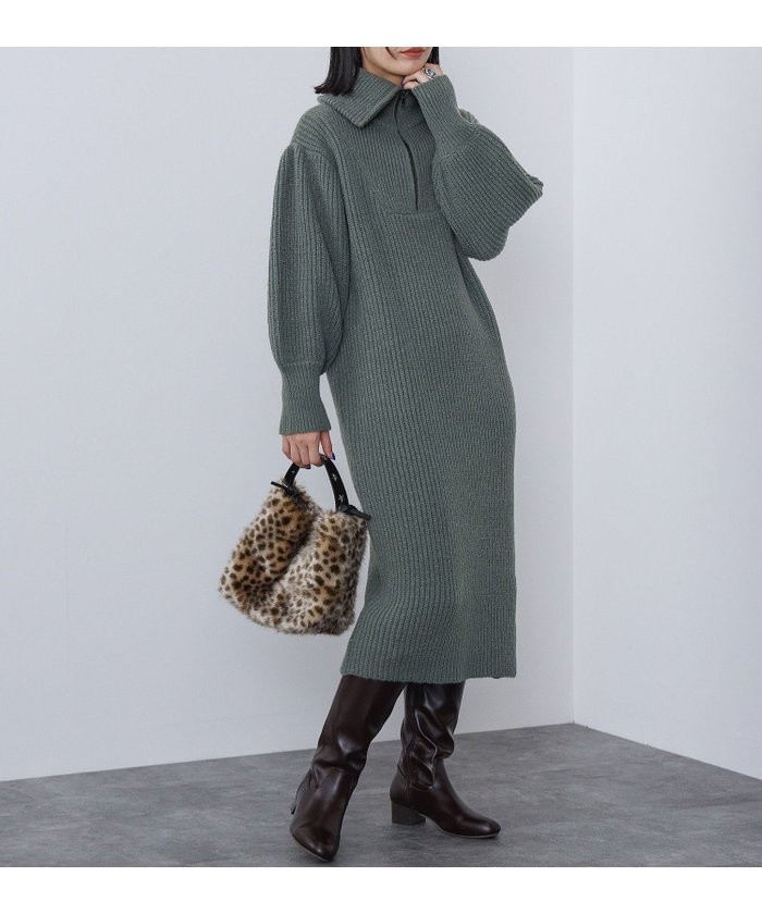 【ビームス ウイメン/BEAMS】のハーフジップ 畦編み ニットワンピース インテリア・キッズ・メンズ・レディースファッション・服の通販 founy(ファニー) https://founy.com/ ファッション Fashion レディースファッション Fashion for Women ワンピース Dresses ニットワンピース Knit Dresses おすすめ Recommended / Our Picks インナー Innerwear タートルネック Turtleneck, High Neck トレンド Trend, Trending Now ロング Long, Long-Length 畦 Ribbed Knit |ID: prp329100004678914 ipo3291000000034488061