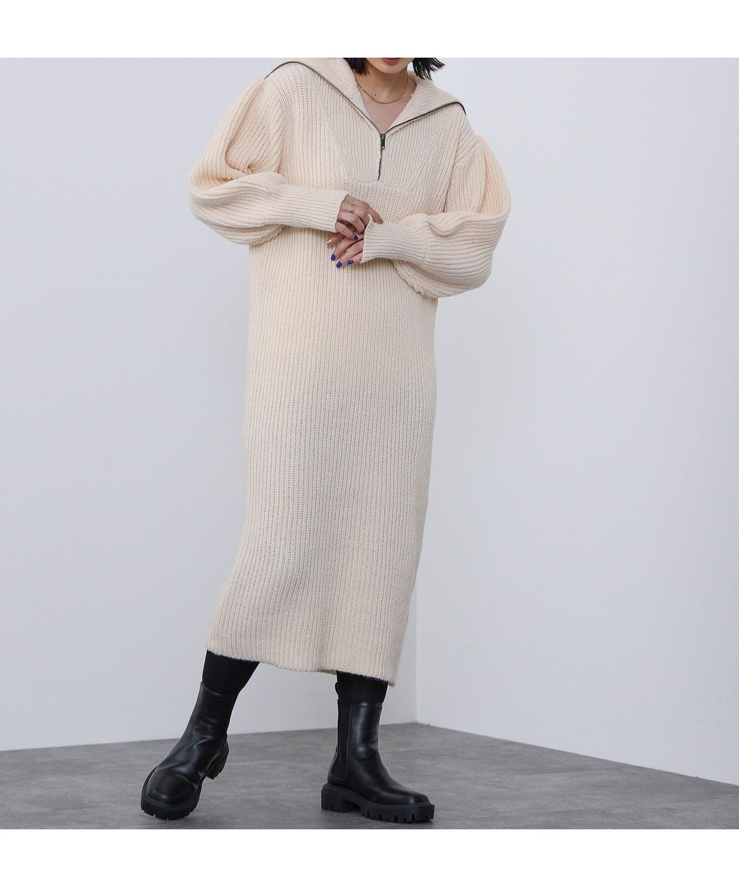 【ビームス ウイメン/BEAMS】のハーフジップ 畦編み ニットワンピース インテリア・キッズ・メンズ・レディースファッション・服の通販 founy(ファニー) ファッション Fashion レディースファッション Fashion for Women ワンピース Dresses ニットワンピース Knit Dresses おすすめ Recommended / Our Picks インナー Innerwear タートルネック Turtleneck, High Neck トレンド Trend, Trending Now ロング Long, Long-Length 畦 Ribbed Knit IVORY|ID: prp329100004678914 ipo3291000000034488064