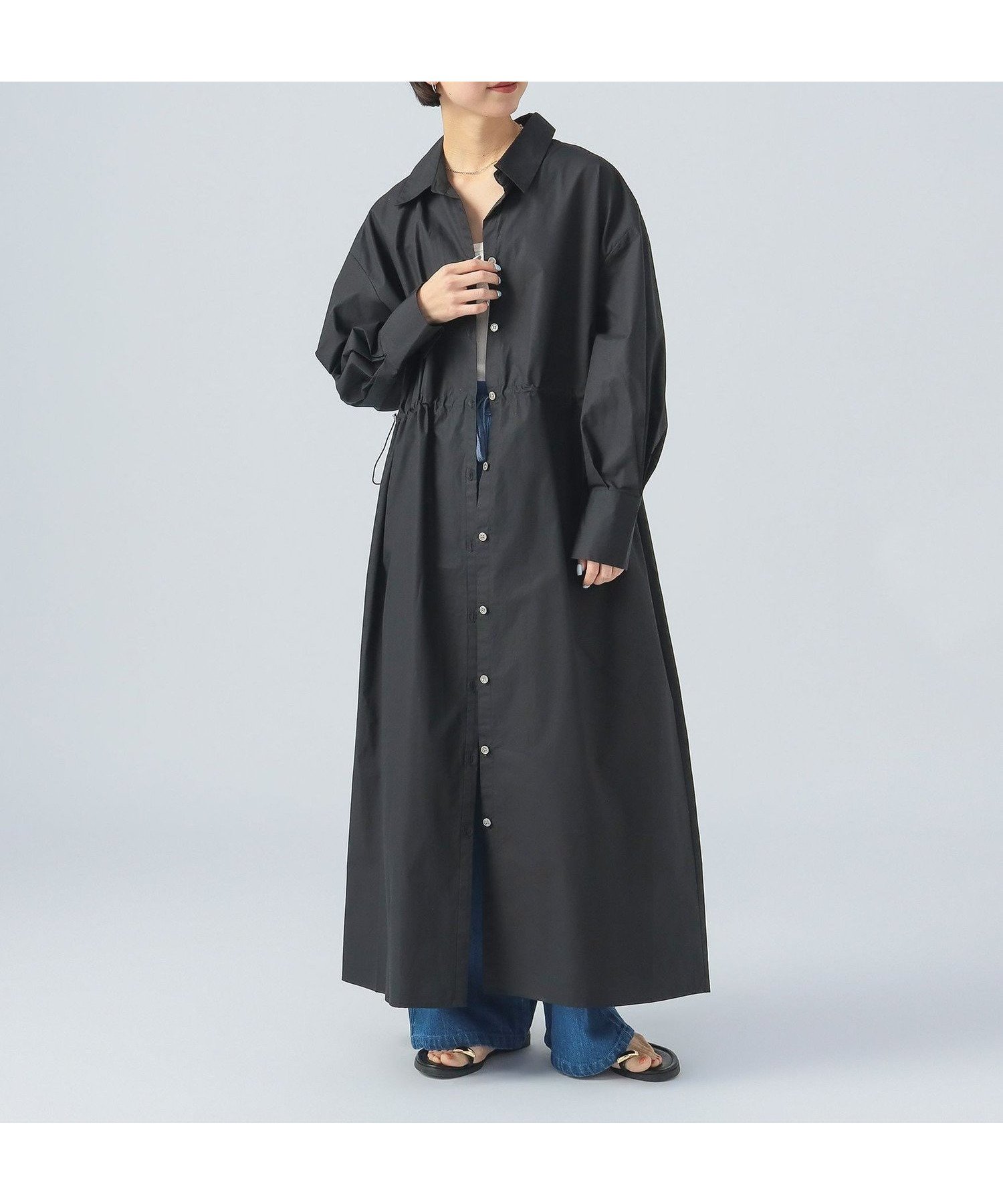 【ビームス ハート/BEAMS HEART】の【秋まで使える】ドロスト ロング シャツワンピース 25SS 長袖 インテリア・キッズ・メンズ・レディースファッション・服の通販 founy(ファニー) 　ファッション　Fashion　レディースファッション　Fashion for Women　ワンピース　Dresses　シャツワンピース / 1枚で着映えコーデ　Shirt Dresses　2025年　2025　2025春夏・S/S　Spring/Summer 2025 SS25　カーディガン　Cardigan, Knitwear　ドローコード　Drawcord, Drawstring Cord　パーカー　Hoodie, Parka　ロング　Long, Long-Length　秋　Autumn　長袖　Long Sleeve, Full Sleeve　BLACK|ID: prp329100004678915 ipo3291000000033801290