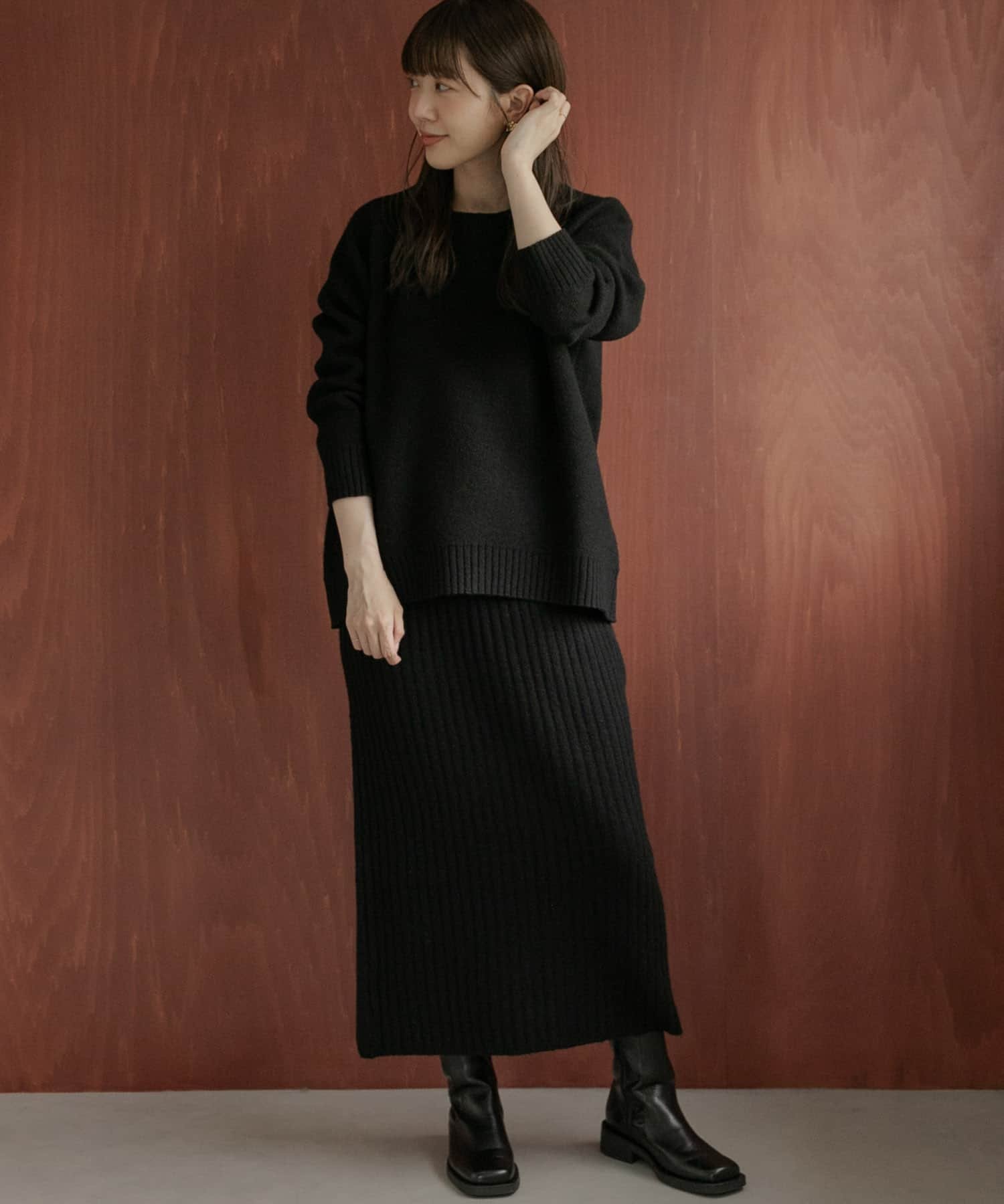 【サニーレーベル/Sonny Label / URBAN RESEARCH】のトップス*スカートニットセットアップ インテリア・キッズ・メンズ・レディースファッション・服の通販 founy(ファニー) 　ファッション　Fashion　レディースファッション　Fashion for Women　セットアップ　Matching Sets　レディーストップス・ブラウス　Tops & Blouses / Assorted Women's Tops　スカート・ミニ/ミディ/マキシ　Skirts / Mini, Midi & Maxi Skirts　2024年　2024　2024-2025秋冬・A/W　Autumn/Winter 2024–25 AW24–25　冬　Winter / This Winter　スウェット / スエット　Sweatshirt, Sweatwear　セットアップ　Set-Up, Coordinated Outfit　デニム　Denim, Jeans Material　ワイドリブ　Wide Rib, Wide Ribbed Knit　エレガント 上品　Elegant　人気　Popular, Best Seller　A/W・秋冬　Autumn/Winter　ブラック|ID: prp329100004678927 ipo3291000000033801361