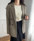【ジュノア/JUNOAH】のチェックテーラードジャケット ブラウン|ID: prp329100004678928 ipo3291000000033899766