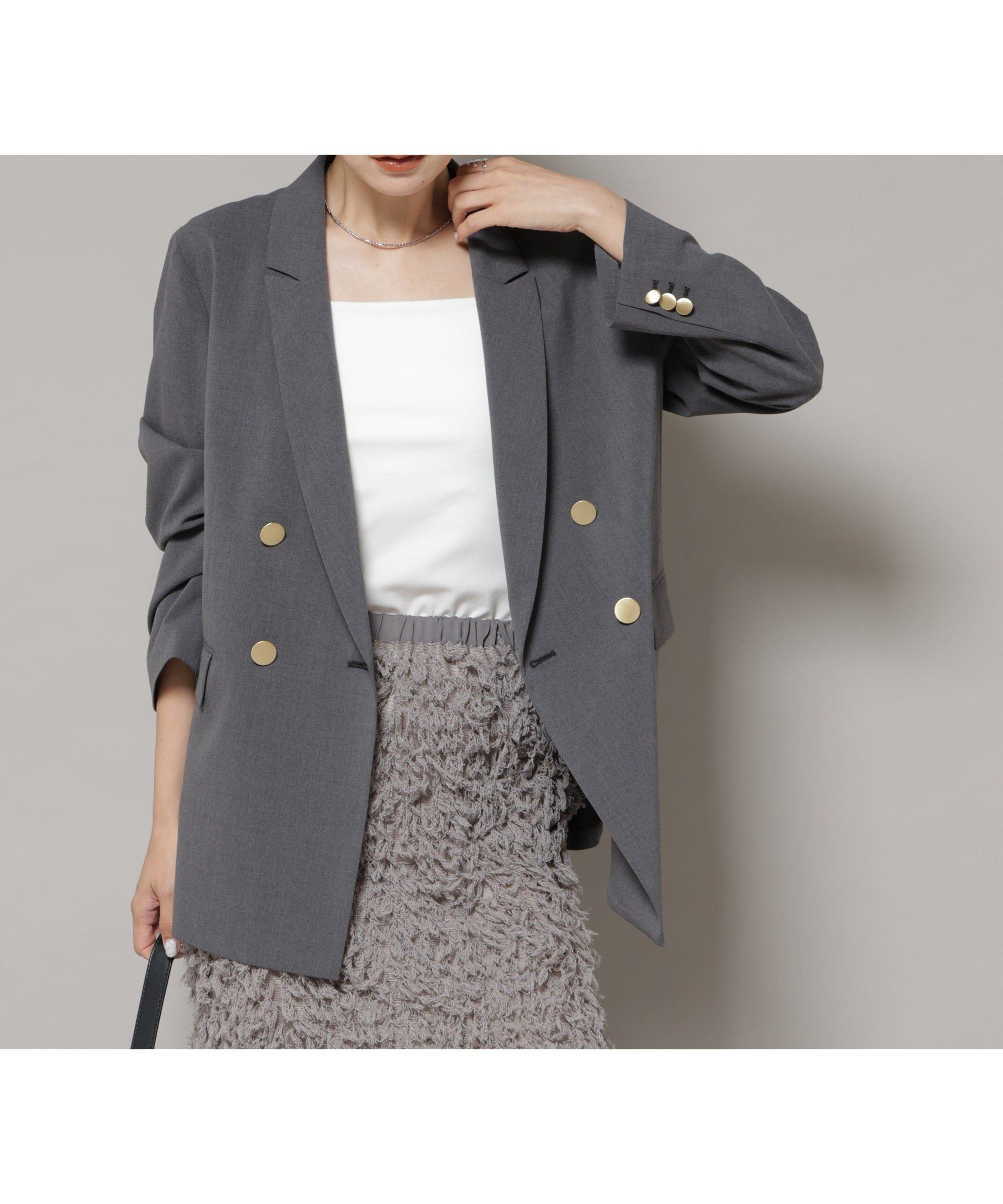 【ナノ ユニバース/nano universe】のドライウェザーストレッチダブルジャケット(セットアップ可) インテリア・キッズ・メンズ・レディースファッション・服の通販 founy(ファニー)  ファッション Fashion レディースファッション Fashion for Women アウター Coat / Outerwear Collection レディースジャケット・軽アウター Jackets ウォッシャブル Machine Washable ジャケット Jacket, Outerwear セットアップ Set-Up, Coordinated Outfit ダブル Double, Double-Breasted トレンド Trend, Trending Now 定番 Standard, Basic Item マニッシュ Mannish, Boyish おすすめ Recommended / Our Picks 2025年 2025 2025-2026秋冬・A/W Autumn/Winter 2025–26 AW25–26 グレー|ID: prp329100004678986 ipo3291000000034357461