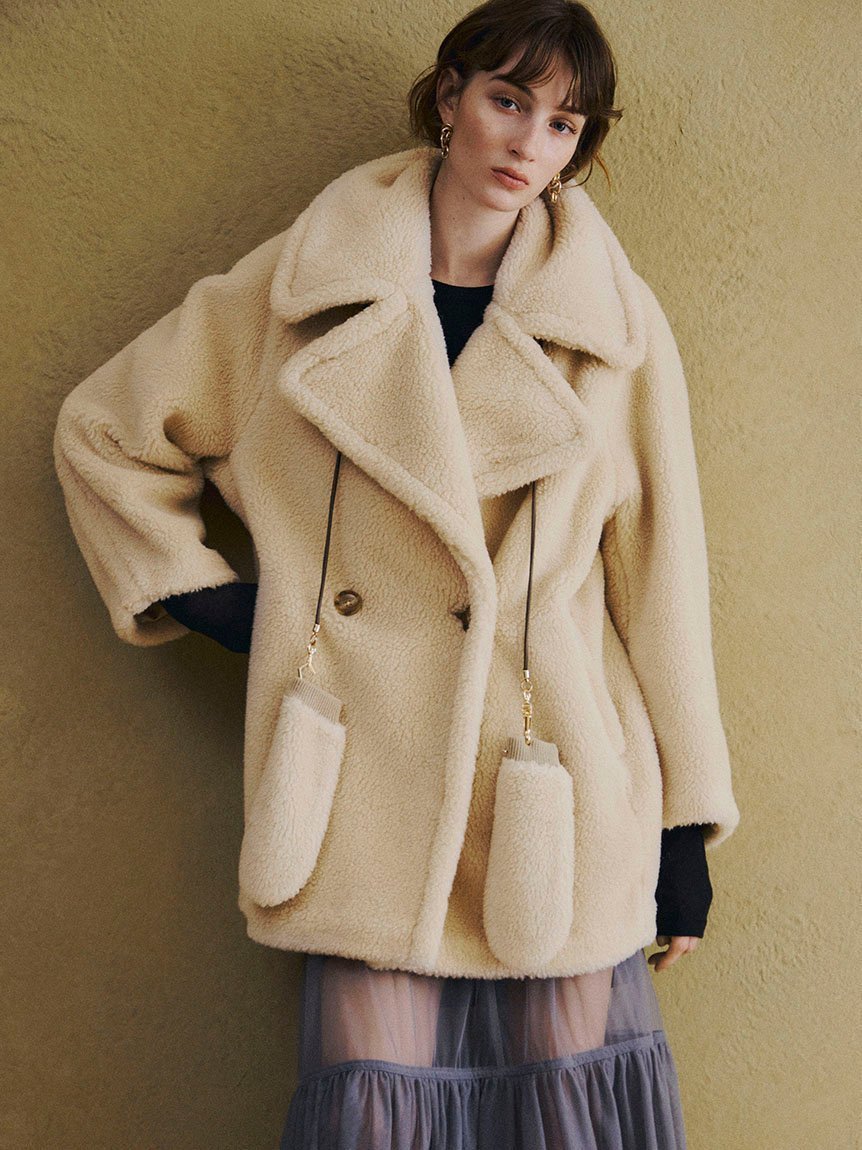 【フレイ アイディー/FRAY I.D】のECOPELボアミドルコート インテリア・キッズ・メンズ・レディースファッション・服の通販 founy(ファニー) 　ファッション　Fashion　レディースファッション　Fashion for Women　アウター　Coat / Outerwear Collection　コート・ロングコート・ピーコート　Long Coats, Peacoats & More　今季　This Season, Current Season　スタイリッシュ　Stylish, Fashionable　スマート　Smart, Elegant　トレンド　Trend, Trending Now　パターン　Pattern, Design Print　フランス　France, French　ミドル　Middle Length, Mid Height　ラグジュアリー　Luxury, Elegant　リアル　Real, Realistic　リュクス　Luxury, Elegant, High-End, Chic　エレガント 上品　Elegant　IVR[003]|ID: prp329100004678989 ipo3291000000034436469