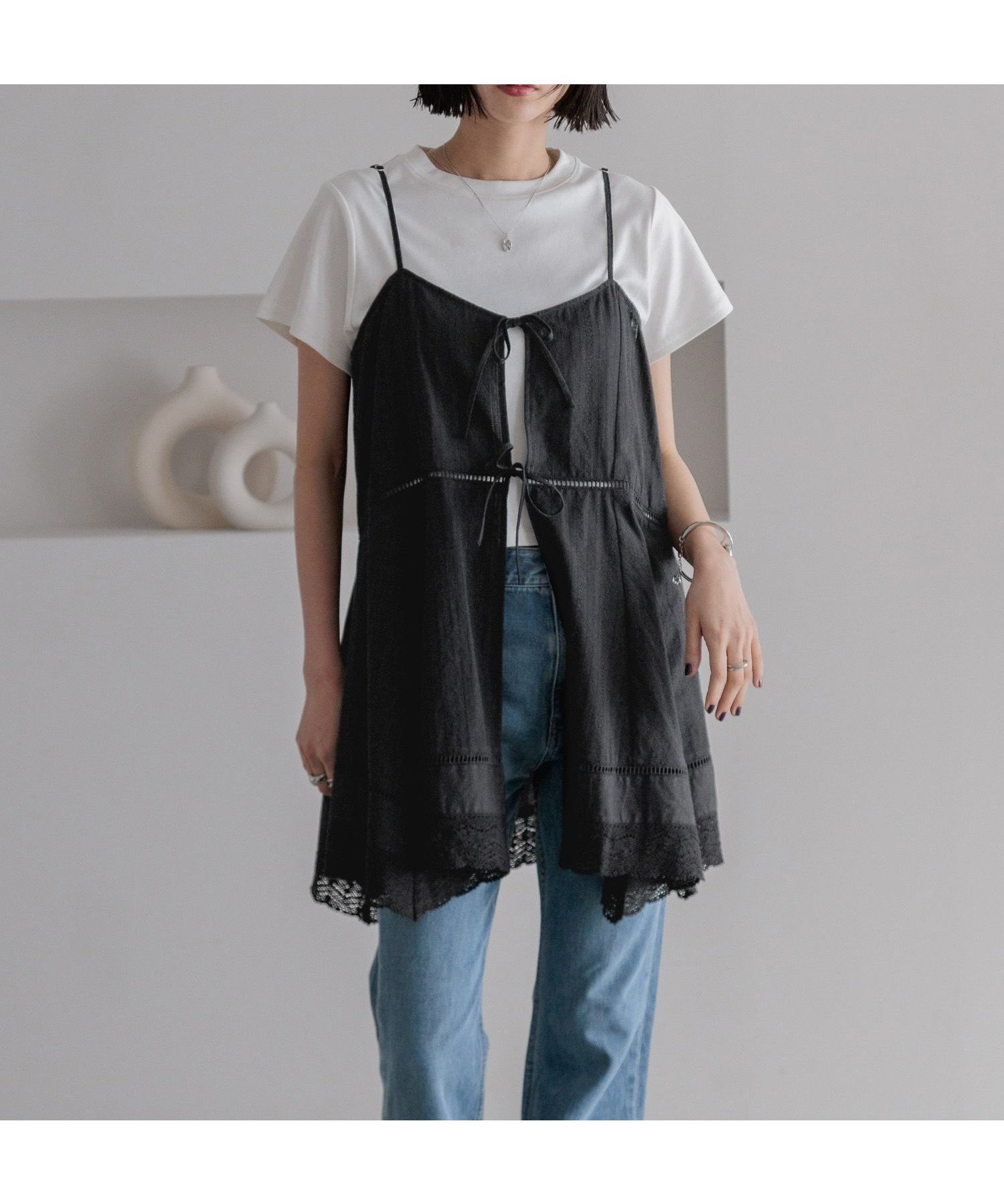 【ローリーズファーム/LOWRYS FARM】の2WAYコットンレースミニワンピース インテリア・キッズ・メンズ・レディースファッション・服の通販 founy(ファニー) 　ファッション　Fashion　レディースファッション　Fashion for Women　ワンピース　Dresses　おすすめ　Recommended / Our Picks　インナー　Innerwear　トレンド　Trend, Trending Now　フェミニン　Feminine, Girly　フレア　Flare, Flared　レース　Lace, Lace Fabric　ワイド　Wide, Wide Fit　ブラック09|ID: prp329100004679074 ipo3291000000033802019