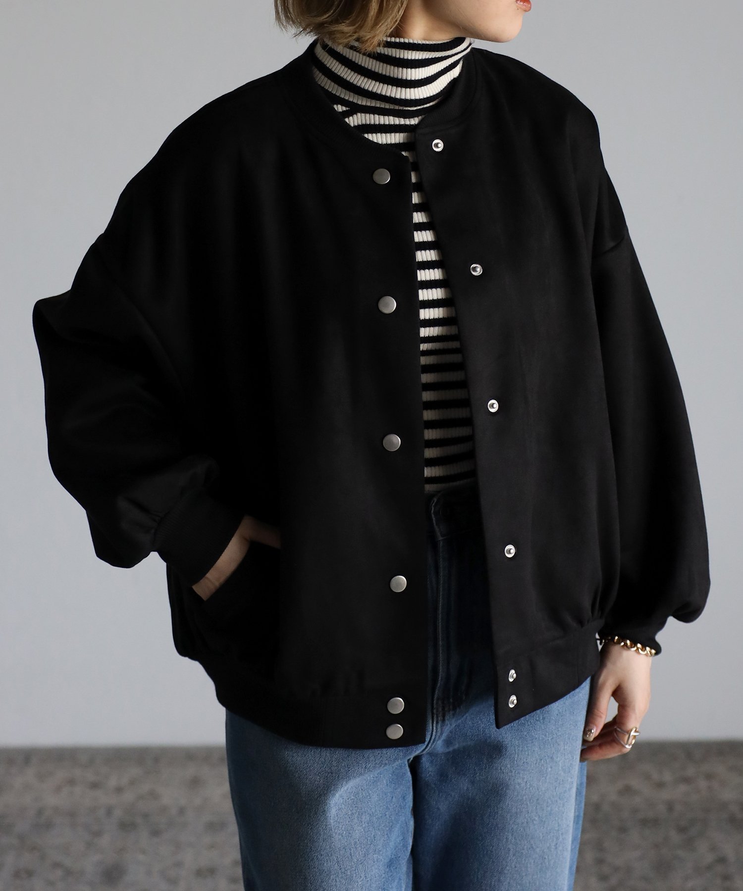 【リラクロ/relaclo】のmitis/フェイクスウェードスタジャン インテリア・キッズ・メンズ・レディースファッション・服の通販 founy(ファニー) 　ファッション　Fashion　レディースファッション　Fashion for Women　ブラック|ID: prp329100004679091 ipo3291000000033802109