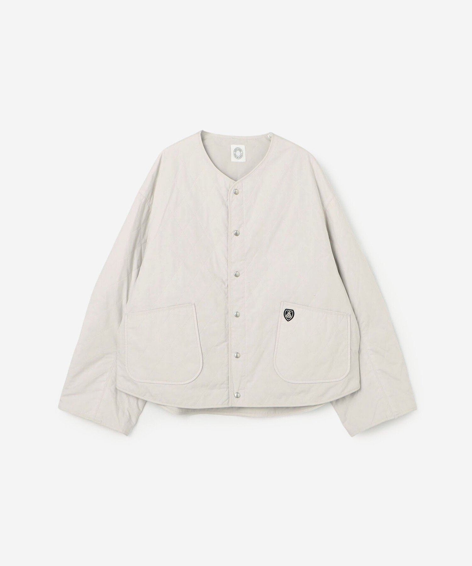 【ビショップ/Bshop】のノーカラー キルティングジャケット WOMEN インテリア・キッズ・メンズ・レディースファッション・服の通販 founy(ファニー) 　ファッション　Fashion　レディースファッション　Fashion for Women　アウター　Coat / Outerwear Collection　レディースジャケット・軽アウター　Jackets　イタリア　Italy　キルティング　Quilted, Quilting　ショルダー　Shoulder, Shoulder Strap　ショート　Short, Short Length　ジャケット　Jacket, Outerwear　タイプライター　Typewriter Fabric, Crisp Cotton　ドット　Polka Dot, Dot Pattern　ドロップ　Drop Shoulder, Dropped Style　パイピング　Piping, Trim Design　パッチ　Patch, Appliqué　ポケット　Pocket, Pocket Detail　軽量　Lightweight, Ultra Light　OFFWHITE|ID: prp329100004679160 ipo3291000000033802454