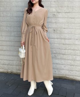 【クリア/clear】のクルミボタンVネック長袖ロングワンピース 人気、トレンドファッション・服の通販 founy(ファニー) ファッション Fashion レディースファッション Fashion for Women ワンピース Dresses カーディガン Cardigan, Knitwear リボン Ribbon, Bow ロング Long, Long-Length 長袖 Long Sleeve, Full Sleeve |ID:prp329100004679164