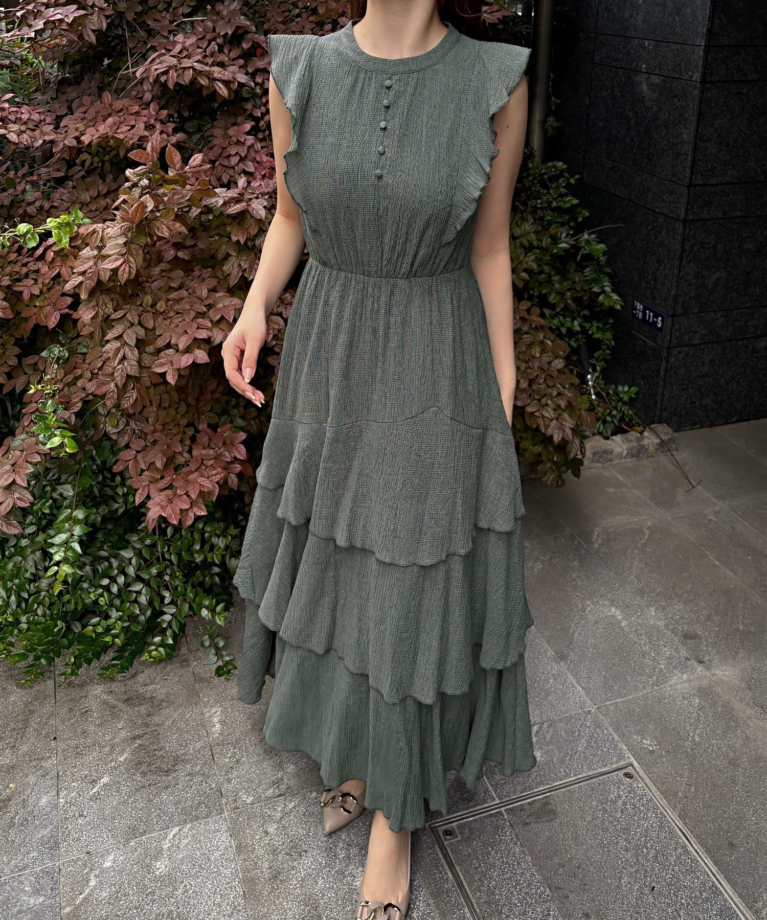 【ジュノア/JUNOAH】の楊柳シフォンバックレースアップワンピース インテリア・キッズ・メンズ・レディースファッション・服の通販 founy(ファニー) 　ファッション　Fashion　レディースファッション　Fashion for Women　ワンピース　Dresses　グレー|ID: prp329100004679195 ipo3291000000033802592