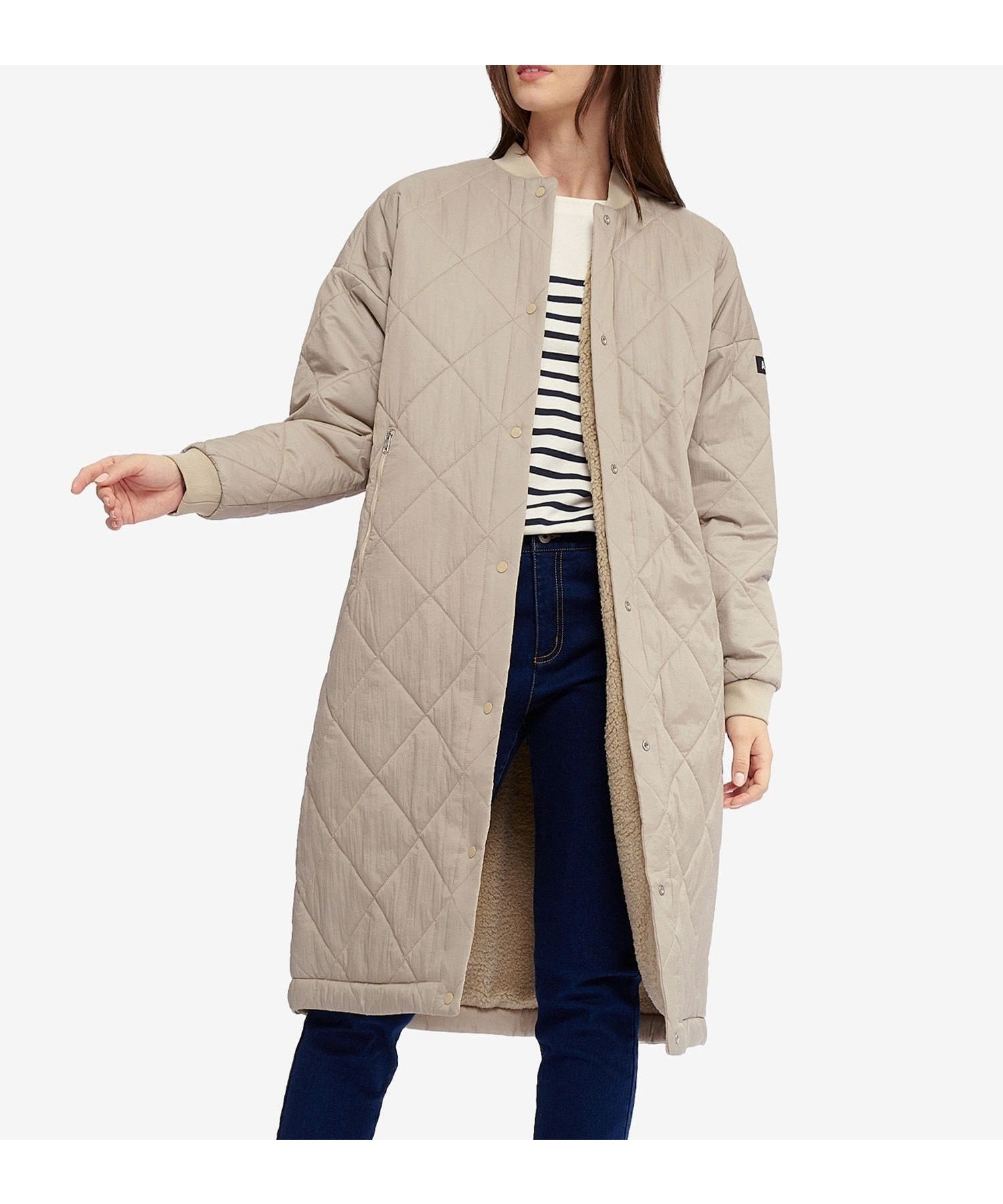 【エーグル/AIGLE】のGORE-TEX WINDSTOPPER 防風 透湿 ウインドストッパー リバーシブルボア ミリタリーキルティングコート インテリア・キッズ・メンズ・レディースファッション・服の通販 founy(ファニー) 　ファッション　Fashion　レディースファッション　Fashion for Women　アウター　Coat / Outerwear Collection　コート・ロングコート・ピーコート　Long Coats, Peacoats & More　アウトドア　Outdoor Clothing　ウォーム　Warm Fabric　キルティング　Quilted, Quilting　ジップ　Zip, Zipper　ハンド　Hand, Handmade　フィット　Fit, Slim Fit　フラップ　Flap, Flap Pocket　ブルゾン　Blouson, Bomber Jacket　ポケット　Pocket, Pocket Detail　リバーシブル　Reversible, Two-Sided　リラックス　Relax, Relaxed Fit　ロング　Long, Long-Length　A/W・秋冬　Autumn/Winter　おすすめ　Recommended / Our Picks　ビジネス 仕事 通勤　Business / Work / Commuting　ベージュ|ID: prp329100004679209 ipo3291000000033802655