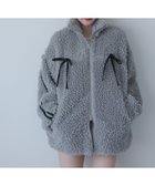 【ナイスクラップ/NICE CLAUP】の【リバイバル】リボンボアブルゾン/リボン取り外し可能 グレー|ID: prp329100004679212 ipo3291000000034284061