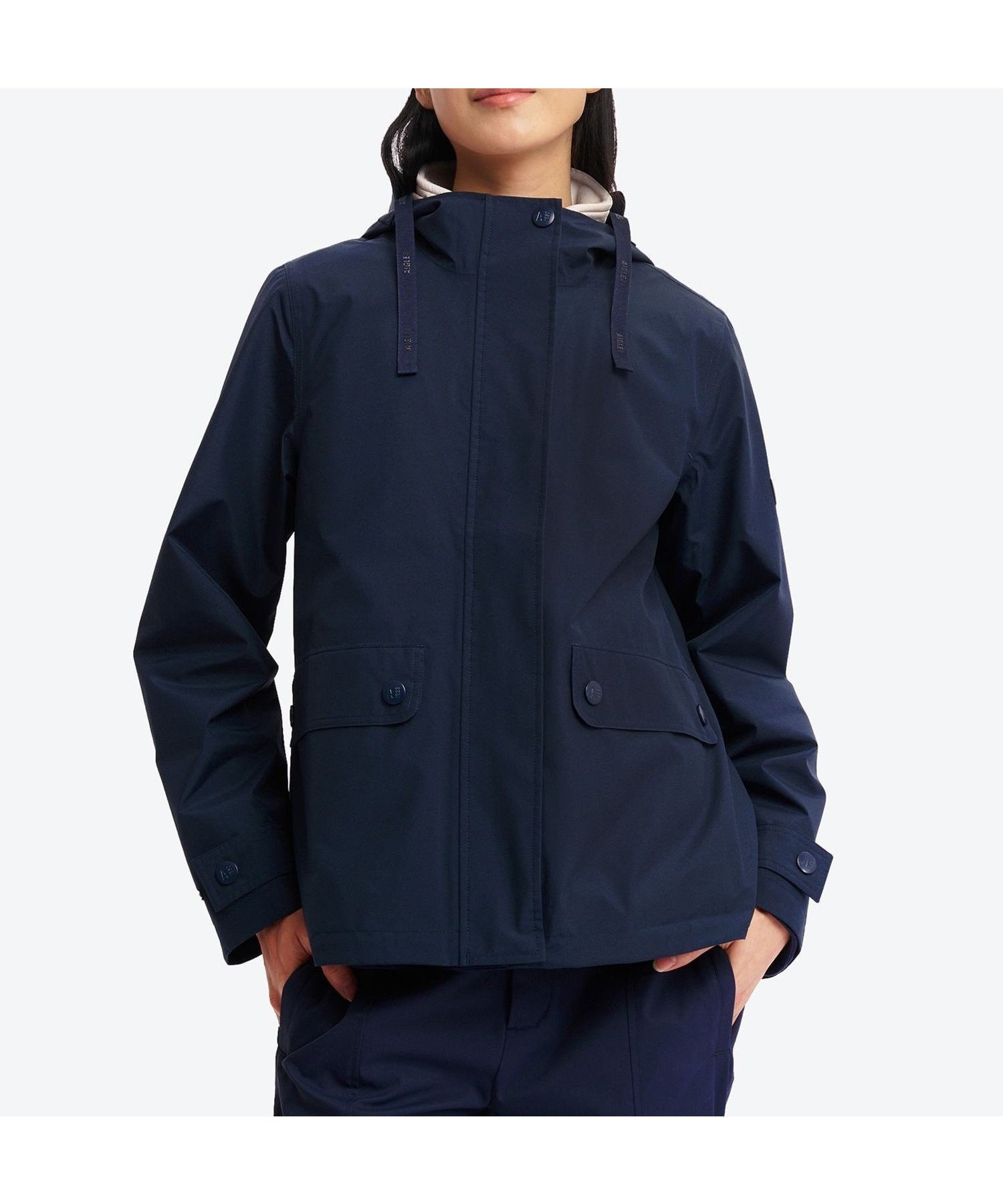 【エーグル/AIGLE】のGORE-TEX ゴアテックス 防水 防風性 透湿性 2レイヤーフーデッドジャケット RP インテリア・キッズ・メンズ・レディースファッション・服の通販 founy(ファニー) 　ファッション　Fashion　レディースファッション　Fashion for Women　アウター　Coat / Outerwear Collection　レディースジャケット・軽アウター　Jackets　アウトドア　Outdoor Clothing　ドローコード　Drawcord, Drawstring Cord　ハンド　Hand, Handmade　ポケット　Pocket, Pocket Detail　ビジネス 仕事 通勤　Business / Work / Commuting　ダークネイビー|ID: prp329100004679217 ipo3291000000034718777