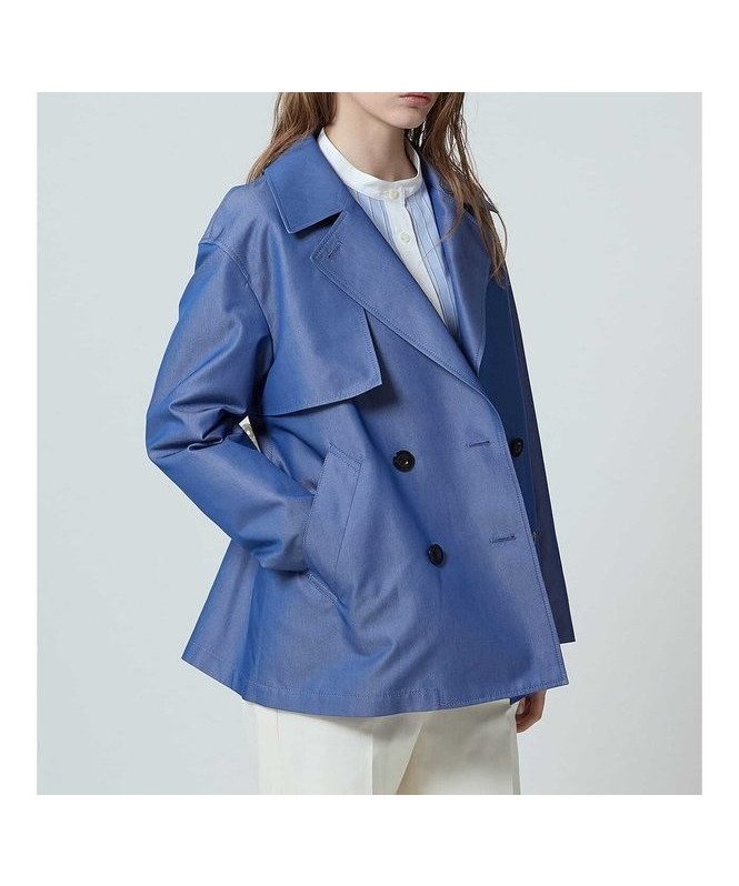 【アクアスキュータム/Aquascutum】のSHORT TRENCH COAT インテリア・キッズ・メンズ・レディースファッション・服の通販 founy(ファニー) 　ファッション　Fashion　レディースファッション　Fashion for Women　アウター　Coat / Outerwear Collection　コート・ロングコート・ピーコート　Long Coats, Peacoats & More　トレンチコート / 春秋の定番アウター　Trench Coats　インナー　Innerwear　クラシカル　Classical, Vintage-Inspired　軽量　Lightweight, Ultra Light　ショート　Short, Short Length　ジャケット　Jacket, Outerwear　ダブル　Double, Double-Breasted　チェック　Check, Plaid, Tartan　ツイル　Twist, Twisted Detail　デニム　Denim, Jeans Material　トレンド　Trend, Trending Now　定番　Standard, Basic Item　ボトム　Bottoms, Lower Wear　おすすめ　Recommended / Our Picks　ブルー|ID: prp329100004680999 ipo3291000000034529805