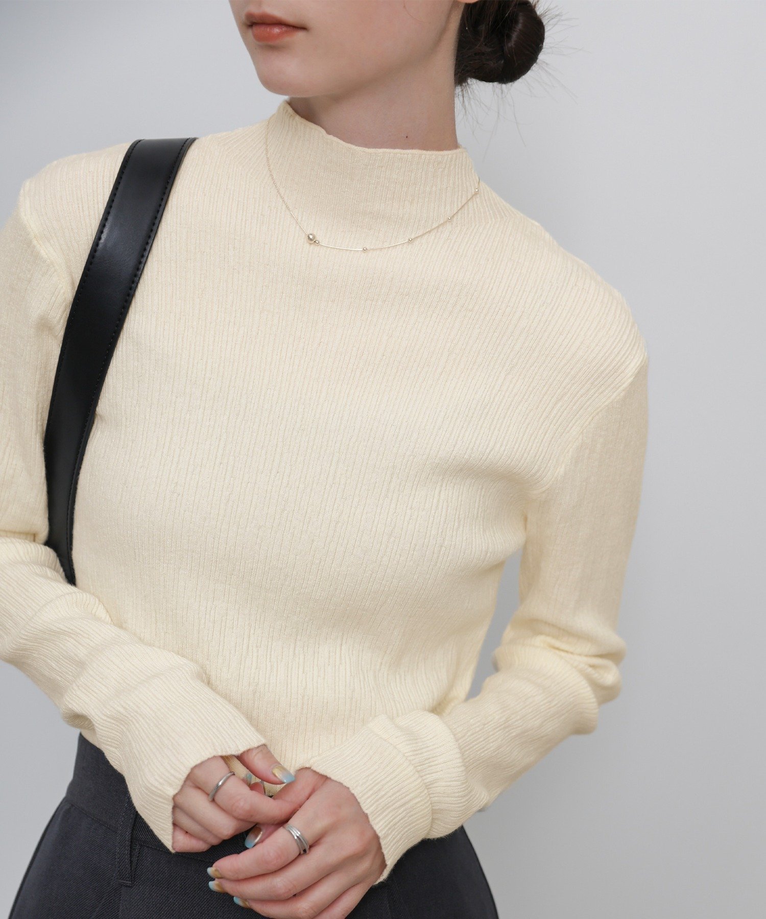 【セレクトモカ/SELECT MOCA】のニュアンスリブプチハイネックトップス 人気、トレンドファッション・服の通販 founy(ファニー) 　ファッション　Fashion　レディースファッション　Fashion for Women　トップス・カットソー　Cut & Sew Tops　シンプル　Simple, Minimal　スラックス　Slacks, Dress Pants　デニム　Denim, Jeans Material　 other-1|ID: prp329100004681070 ipo3291000000033847718