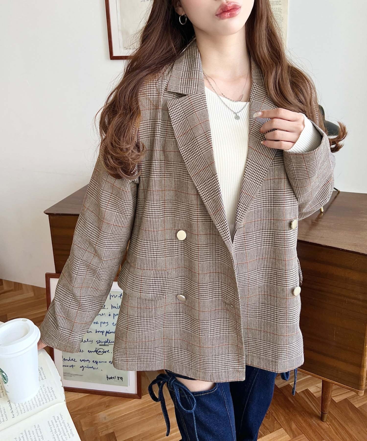 【モーメントプラス/moment+ / MEN】のマットゴールド釦グレンチェックダブルテーラードジャケット 人気、トレンドファッション・服の通販 founy(ファニー) 　ファッション　Fashion　メンズファッション　Fashion for Men　クラシカル　Classical, Vintage-Inspired　シンプル　Simple, Minimal　ジャケット　Jacket, Outerwear　スニーカー　Sneakers, Trainers　セットアップ　Set-Up, Coordinated Outfit　ダウン　Down, Puffer　ダブル　Double, Double-Breasted　チェック　Check, Plaid, Tartan　デスク　Desk, Work Desk　デニム　Denim, Jeans Material　バランス　Balance, Style Balance　フォーマル　Formal, Dressy　ポケット　Pocket, Pocket Detail　ワーク　Workwear, Utility Style　エレガント 上品　Elegant　ビジネス 仕事 通勤　Business / Work / Commuting　 other-1|ID: prp329100004681071 ipo3291000000033810097
