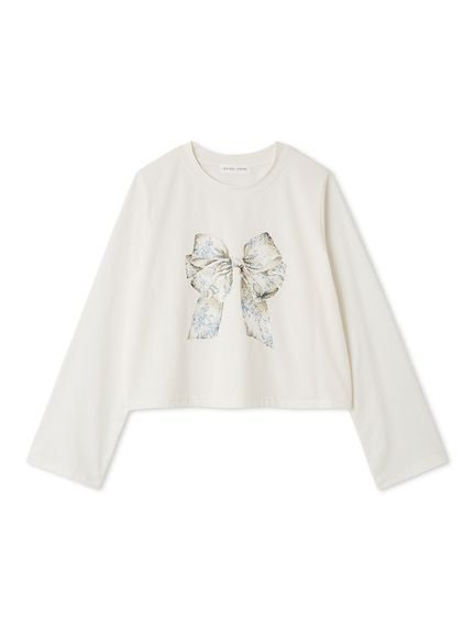 【スナイデル ホーム/SNIDEL HOME】の【5th Anniversary】カットロングTシャツ インテリア・キッズ・メンズ・レディースファッション・服の通販 founy(ファニー) 　ファッション　Fashion　レディースファッション　Fashion for Women　トップス・カットソー　Cut & Sew Tops　シャツ・ブラウス・オフィスカジュアル　Elegant Blouses & Button-Ups　ロングTシャツ・Tシャツ　Longline T-Shirts & Tees　おすすめ　Recommended / Our Picks　お家時間・ステイホーム　Stay Home / At Home　とろみ　Fluid, Flowy Fabric　なめらか　Smooth, Silky Texture　カットソー　Cut and Sewn Top　コレクション　Collection, Seasonal Line　バランス　Balance, Style Balance　フラワー　Flower, Floral　プリント　Print, Printed Pattern　リボン　Ribbon, Bow　ロング　Long, Long-Length　人気　Popular, Best Seller　秋　Autumn　長袖　Long Sleeve, Full Sleeve　WHT[001]|ID: prp329100004681084 ipo3291000000033810168