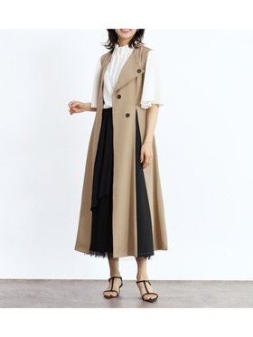 【ヴァン/Vin】のアシンメトリーラペル配色ジレワンピース 人気、トレンドファッション・服の通販 founy(ファニー) ファッション Fashion レディースファッション Fashion for Women アウター Coat / Outerwear Collection アシンメトリー Asymmetrical Style ジャンスカ Jumper Skirt, Pinafore Dress |ID:prp329100004681096