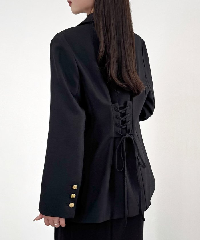 【ジュノア/JUNOAH】のCENEA バックレースアップテーラードジャケット インテリア・キッズ・メンズ・レディースファッション・服の通販 founy(ファニー) https://founy.com/ ファッション Fashion レディースファッション Fashion for Women アウター Coat / Outerwear Collection レディースジャケット・軽アウター Jackets テーラードジャケット / 通勤・きれいめスタイル Tailored Jackets & Blazers |ID: prp329100004681168 ipo3291000000033810576