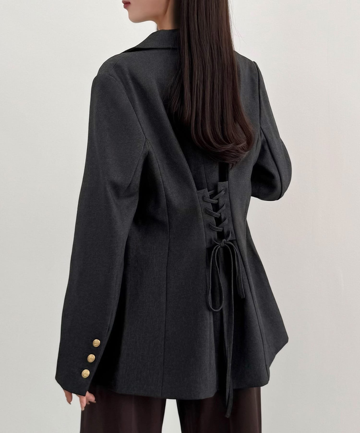 【ジュノア/JUNOAH】のCENEA バックレースアップテーラードジャケット インテリア・キッズ・メンズ・レディースファッション・服の通販 founy(ファニー) 　ファッション　Fashion　レディースファッション　Fashion for Women　アウター　Coat / Outerwear Collection　レディースジャケット・軽アウター　Jackets　テーラードジャケット / 通勤・きれいめスタイル　Tailored Jackets & Blazers　チャコール|ID: prp329100004681168 ipo3291000000033810580