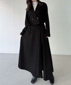 【ジュノア/JUNOAH】の前リボンテーラードジャケット+フレアラッフルスカート セット(薄手,裏地なし) ブラック|ID: prp329100004681173 ipo3291000000033810611