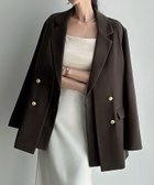 【ジュノア/JUNOAH】のMeiru レイヤードゴールドボタンテーラードジャケット(ゆったりシルエット) ブラウン|ID: prp329100004681177 ipo3291000000033810631