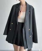 【ジュノア/JUNOAH】のMeiru レイヤードゴールドボタンテーラードジャケット(ゆったりシルエット) チャコール|ID: prp329100004681177 ipo3291000000033810633