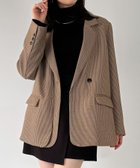 【ジュノア/JUNOAH】の【チェック/無地】レイヤードデザインテーラードジャケット ダークベージュ|ID: prp329100004681182 ipo3291000000033810659