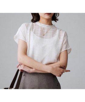 【アンタイトル/UNTITLED】の【シアー】チェックスタンドネックブラウス 人気、トレンドファッション・服の通販 founy(ファニー) ファッション Fashion レディースファッション Fashion for Women トップス・カットソー Cut & Sew Tops シャツ・ブラウス・オフィスカジュアル Elegant Blouses & Button-Ups おすすめ Recommended / Our Picks シアー Sheer, See-Through シンプル Simple, Minimal スタンド Stand Collar, Upright Stand スリーブ Sleeve, Long Sleeve / Short Sleeve チェック Check, Plaid, Tartan フレンチ French, French Style エレガント 上品 Elegant |ID:prp329100004681253