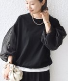 【シップス フォー ウィメン/SHIPS】の【WEB限定】 手洗い可能 シアー コンビ 裾 ドロスト プルオーバー ブラック|ID: prp329100004681259 ipo3291000000033858511